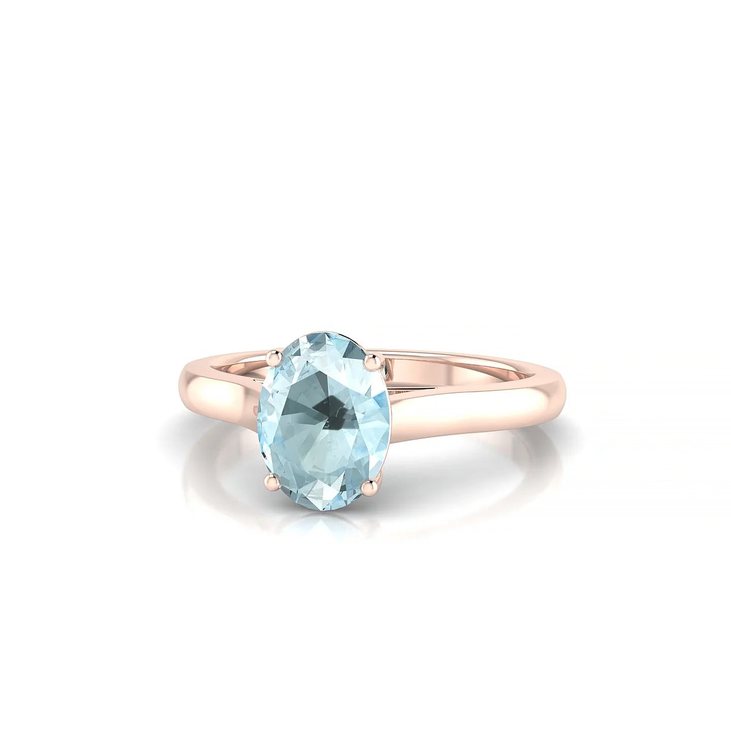 Cathedral | 18k Rose Gold 8 x 6 mm Oval Aquamarine Ring