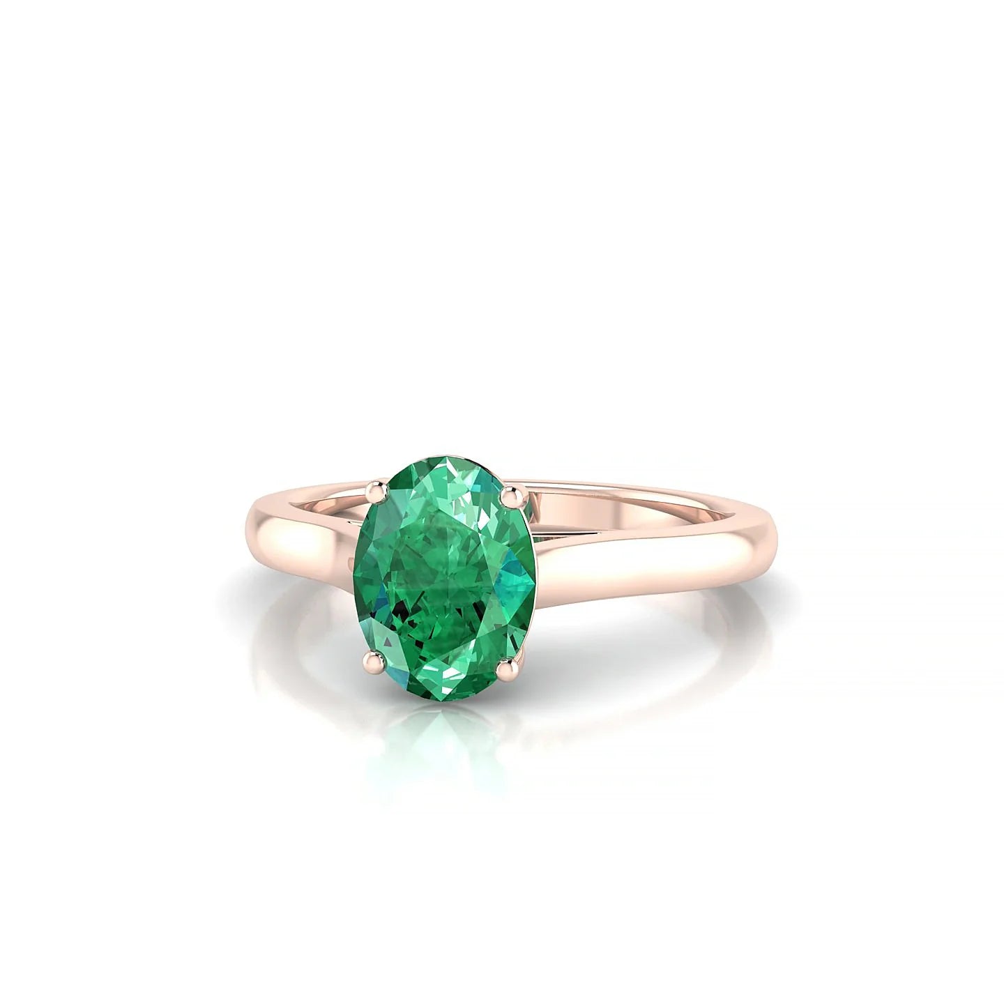 Cathedral | 18k Rose Gold 8 x 6 mm Oval Emerald Ring