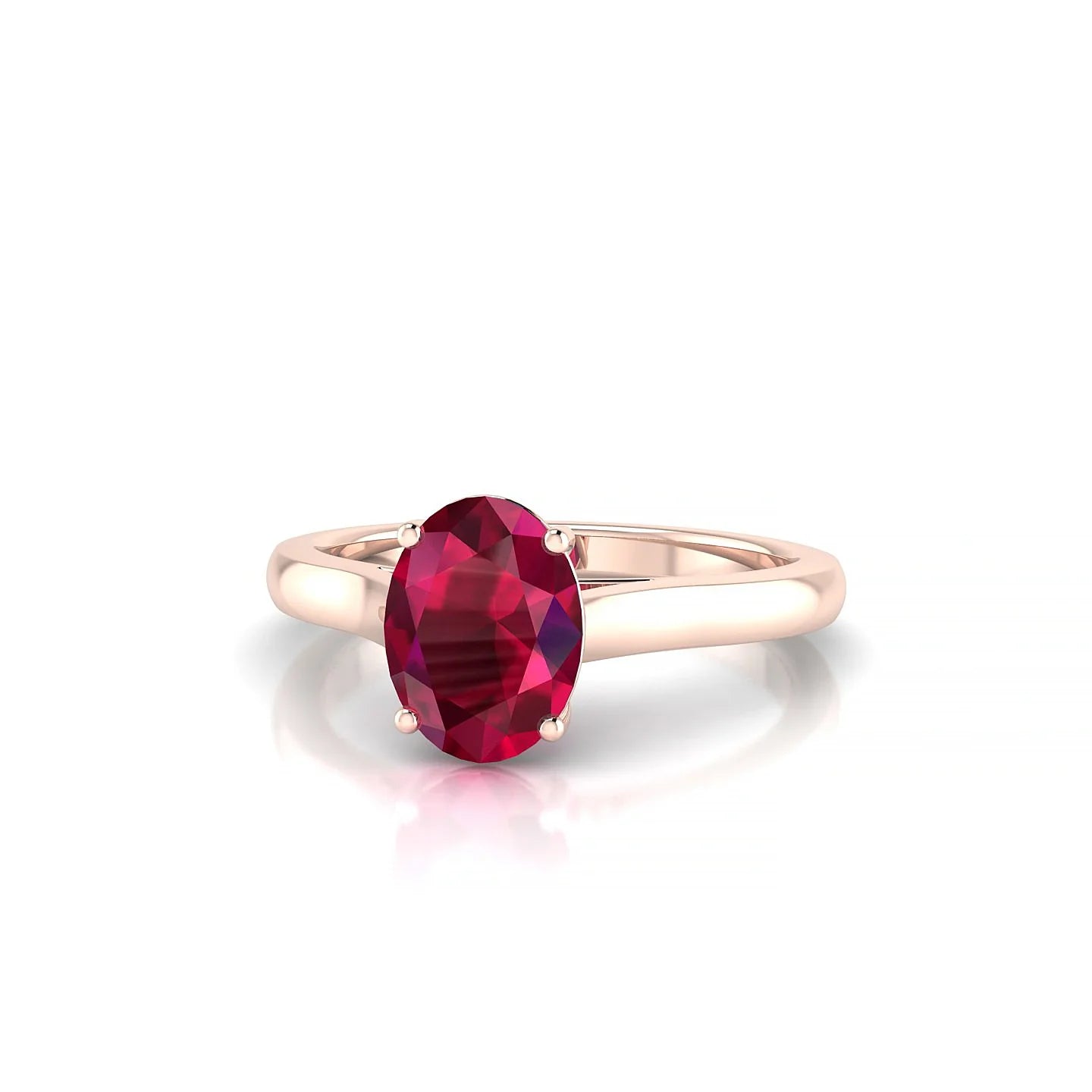 Cathedral | 18k Rose Gold 8 x 6 mm Oval Ruby Ring