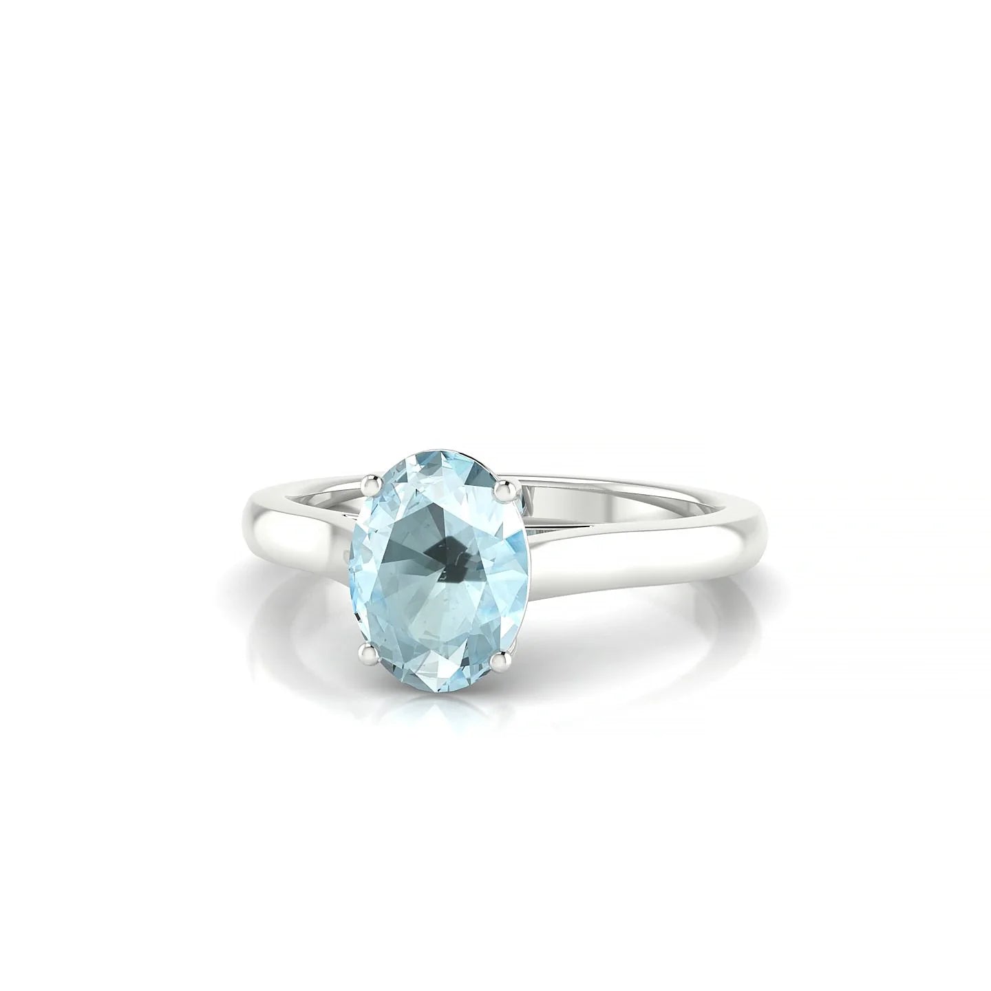 Cathedral | 18k White Gold 8 x 6 mm Oval Aquamarine Ring