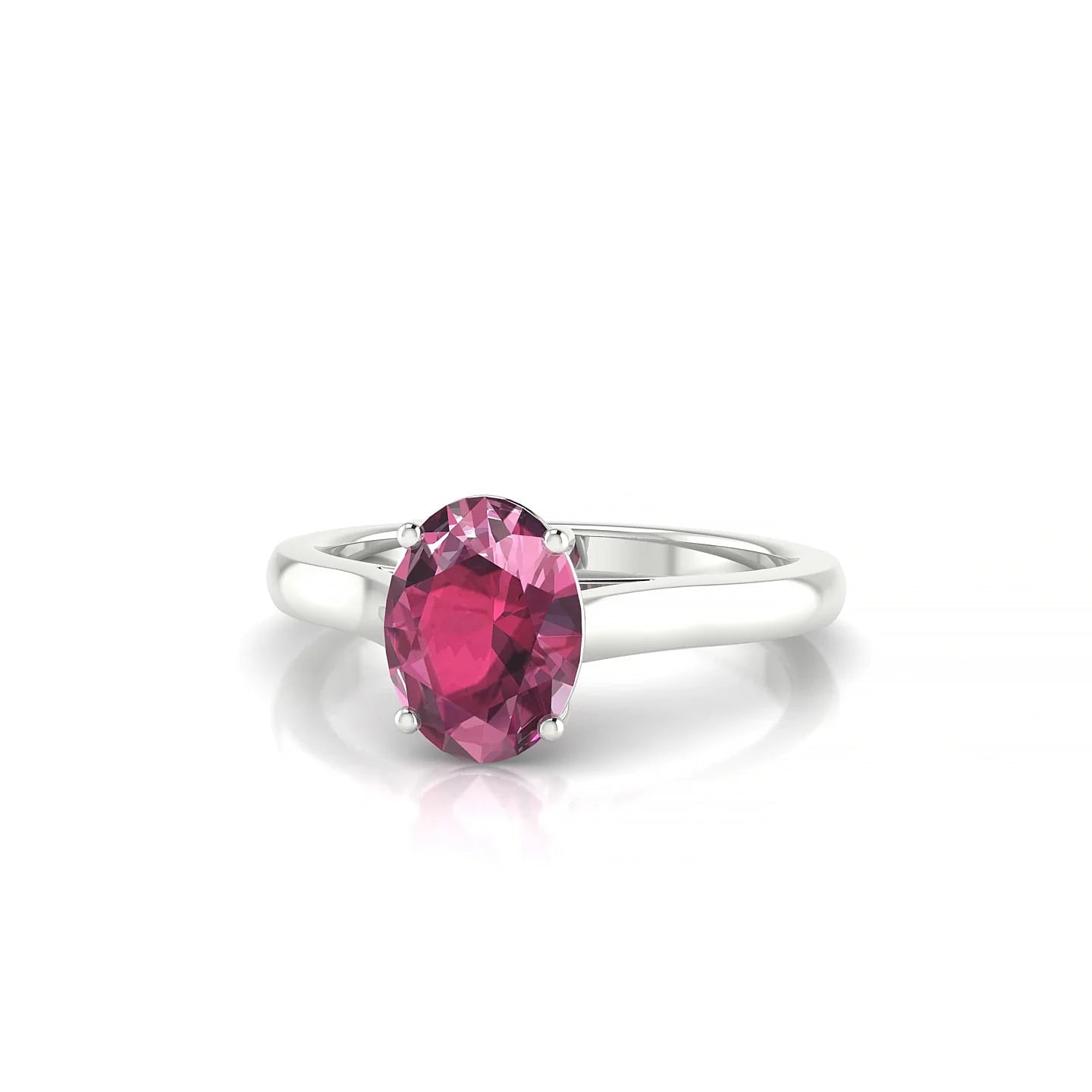 Cathedral | 18k White Gold 8 x 6 mm Oval Rhodolite Ring