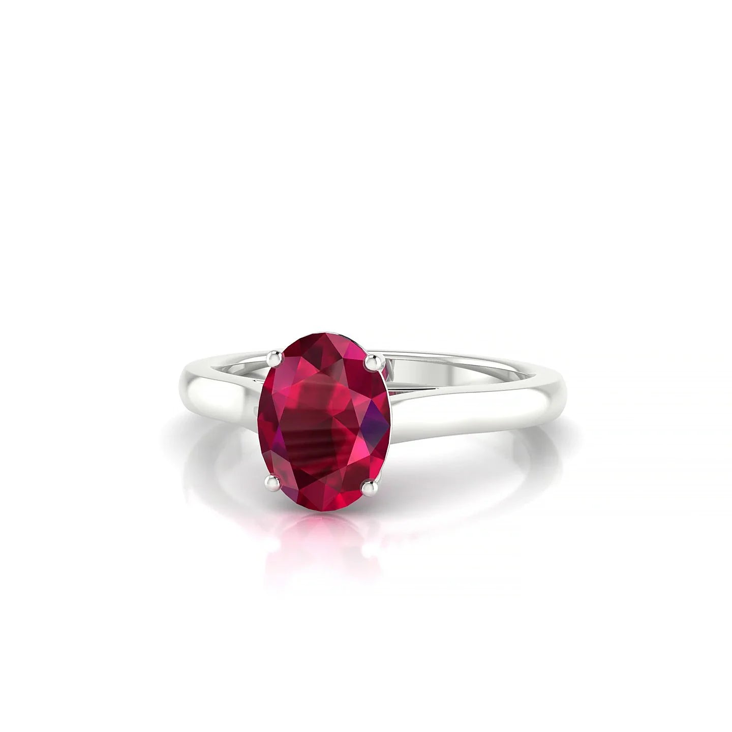 Cathedral | 18k White Gold 8 x 6 mm Oval Ruby Ring
