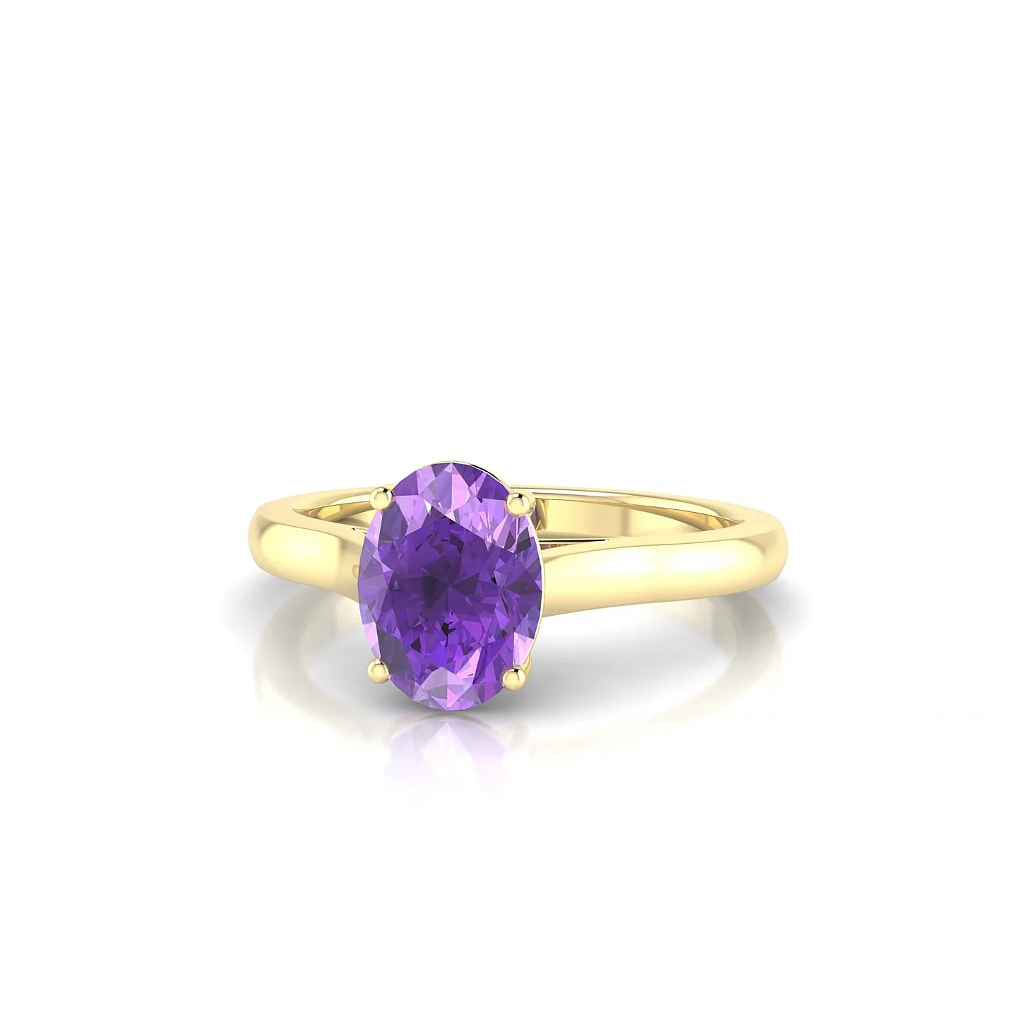 Cathedral | 18k Yellow Gold 8 x 6 mm Oval Amethyst Ring