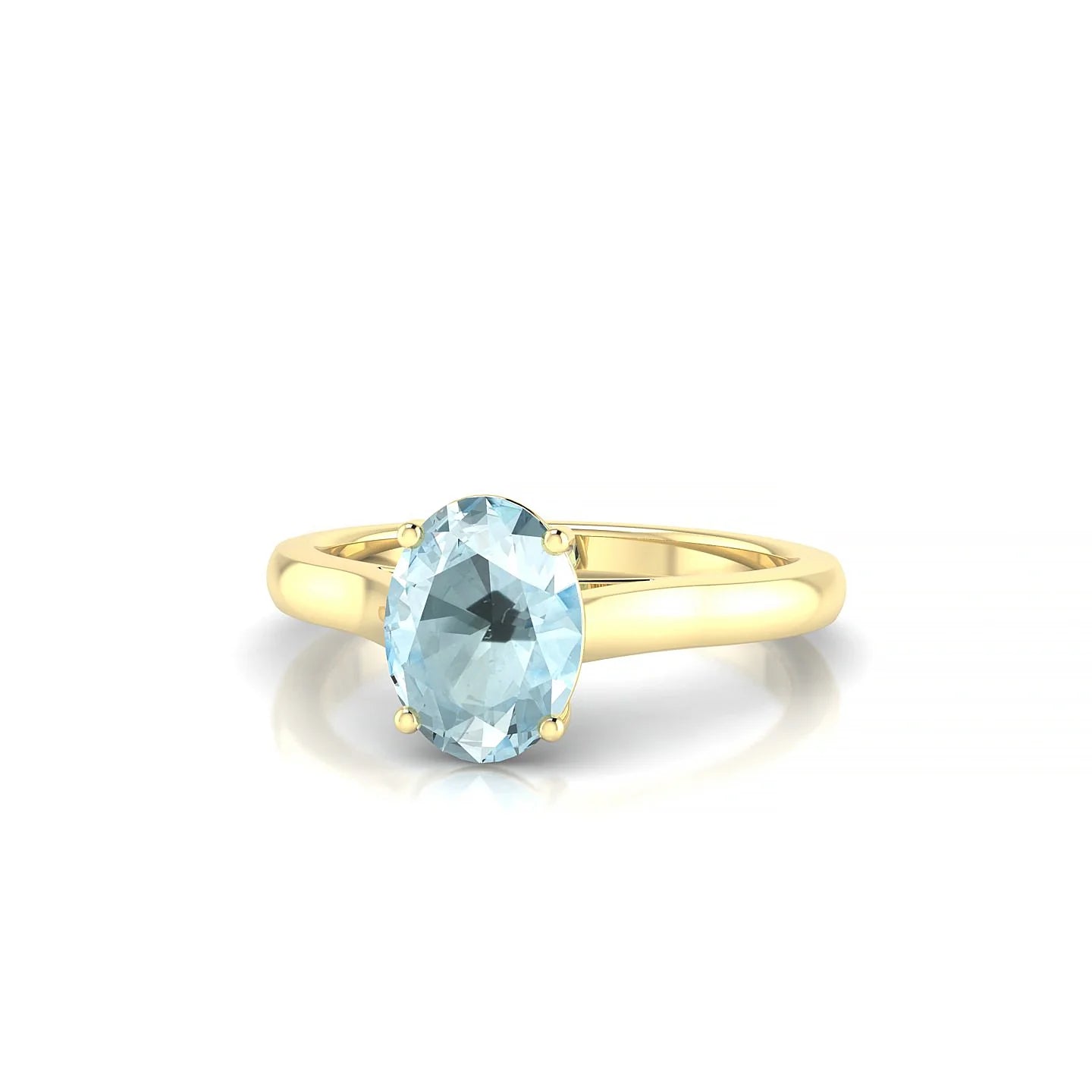 Cathedral | 18k Yellow Gold 8 x 6 mm Oval Aquamarine Ring
