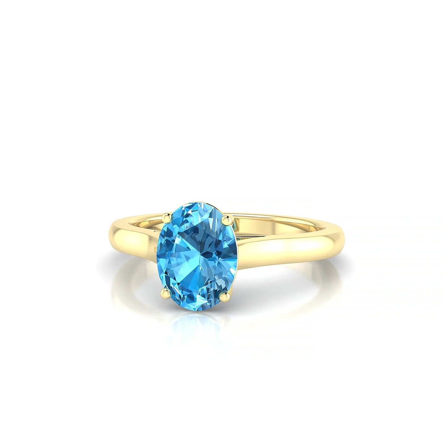 Cathedral | 18k Yellow Gold 8 x 6 mm Oval Topaz Ring