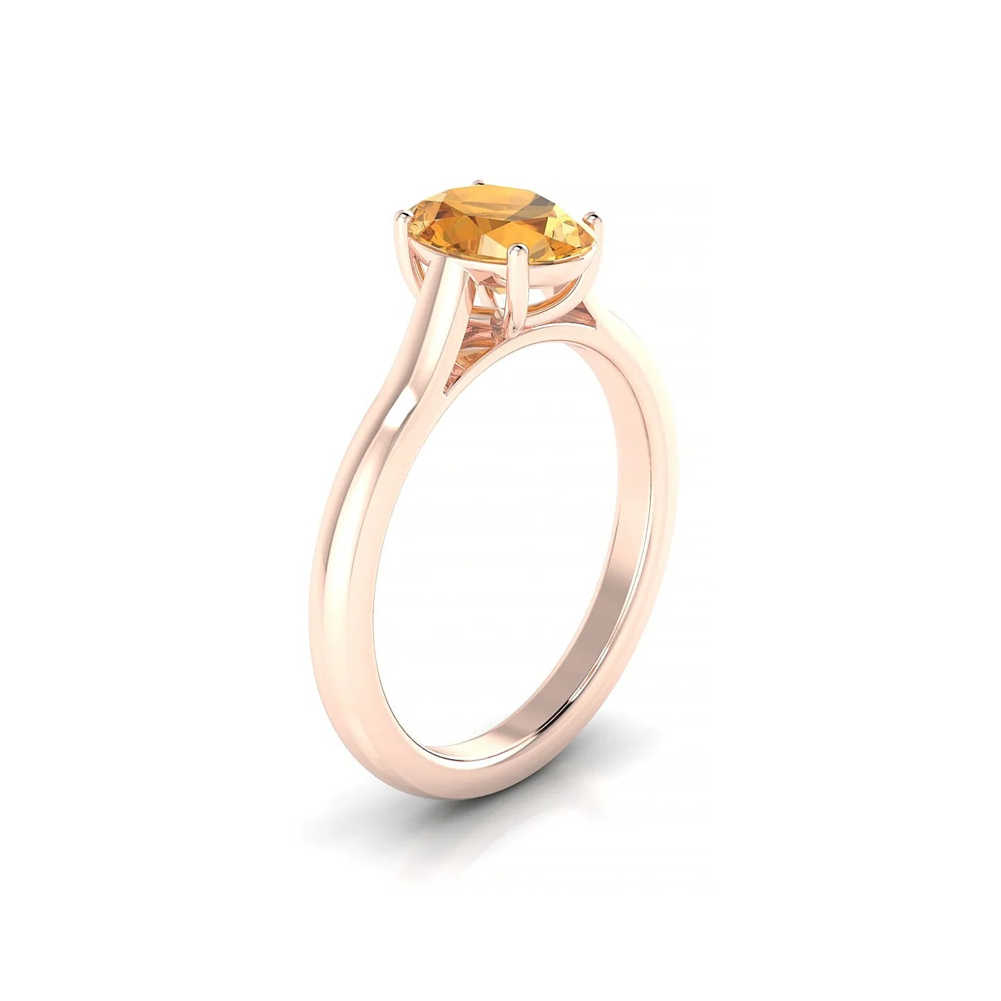 Cathedral | 18k Rose Gold 8 x 6 mm Oval Citrine Ring