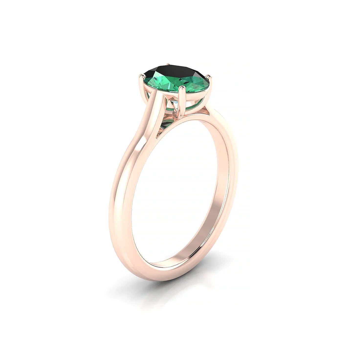 Cathedral | 18k Rose Gold 8 x 6 mm Oval Emerald Ring