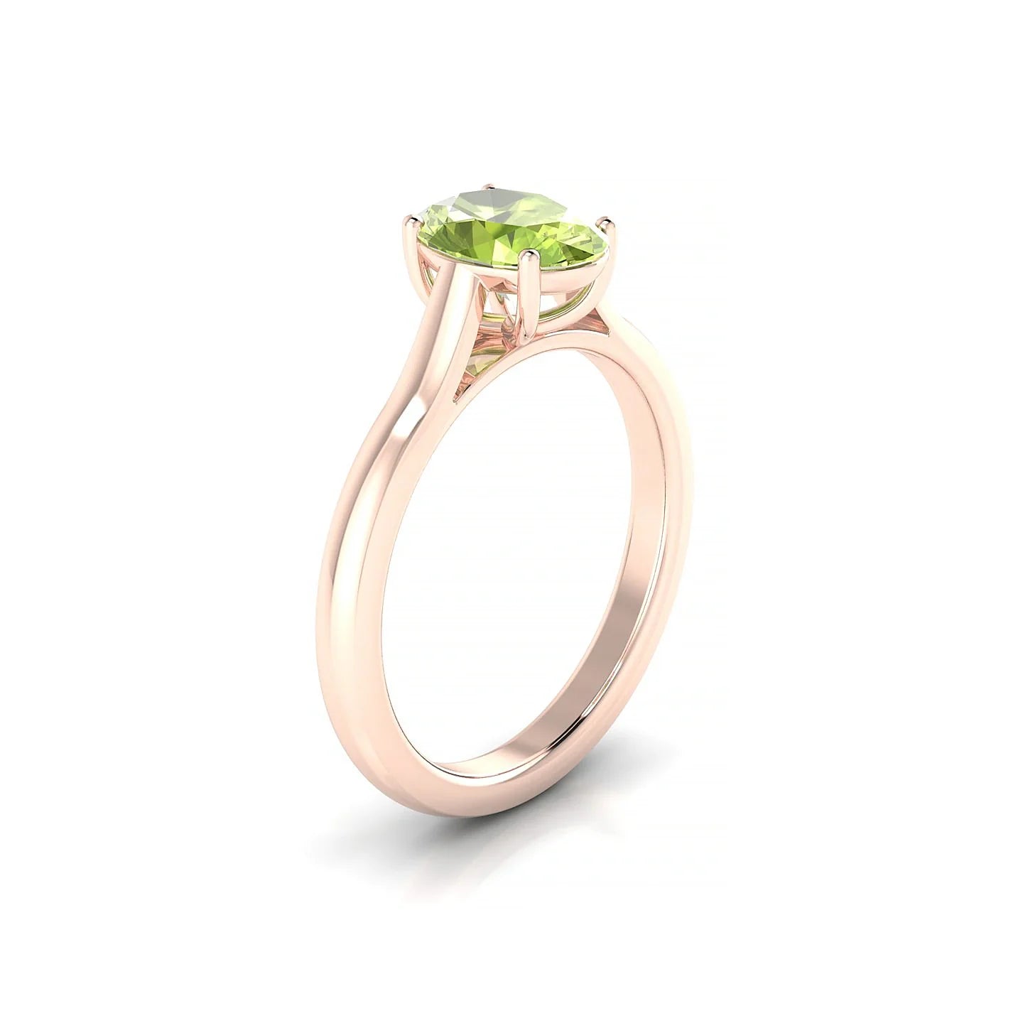Cathedral | 18k Rose Gold 8 x 6 mm Oval Peridot Ring