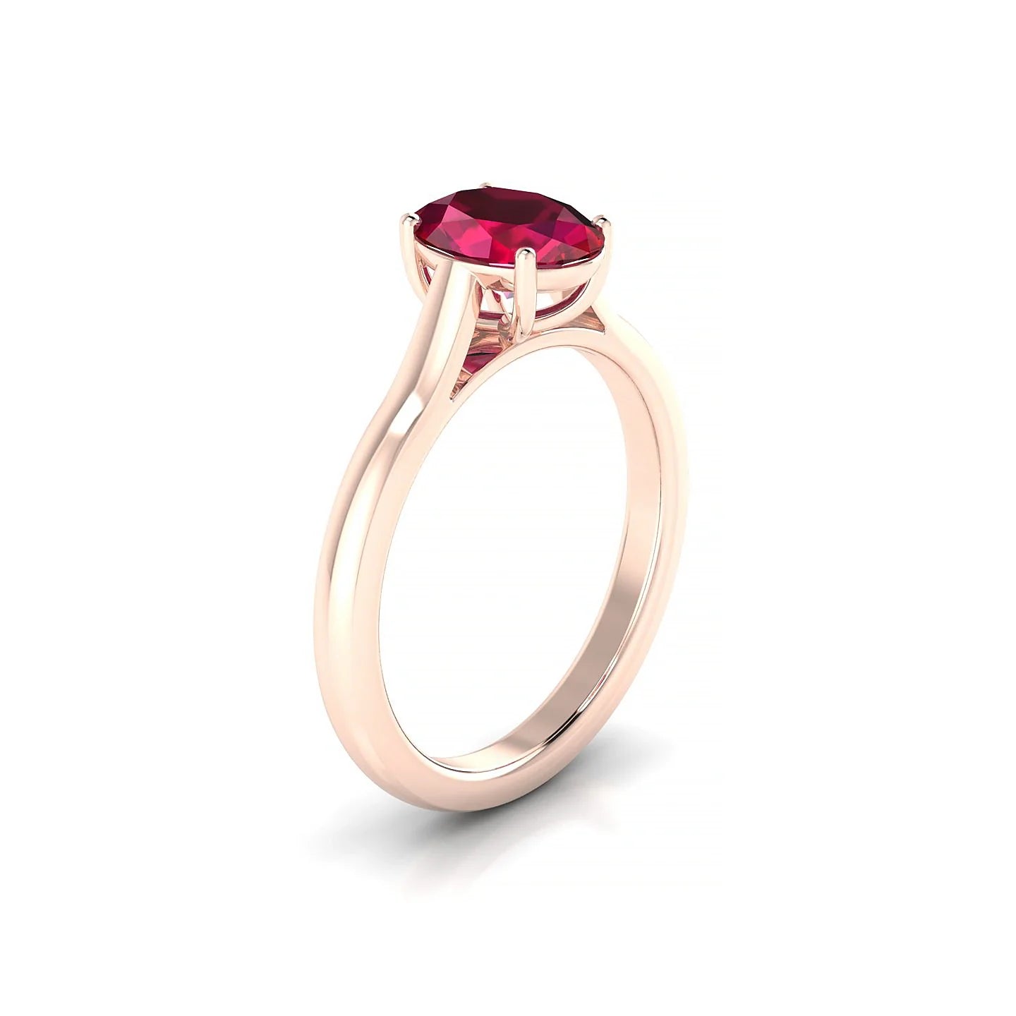 Cathedral | 18k Rose Gold 8 x 6 mm Oval Ruby Ring