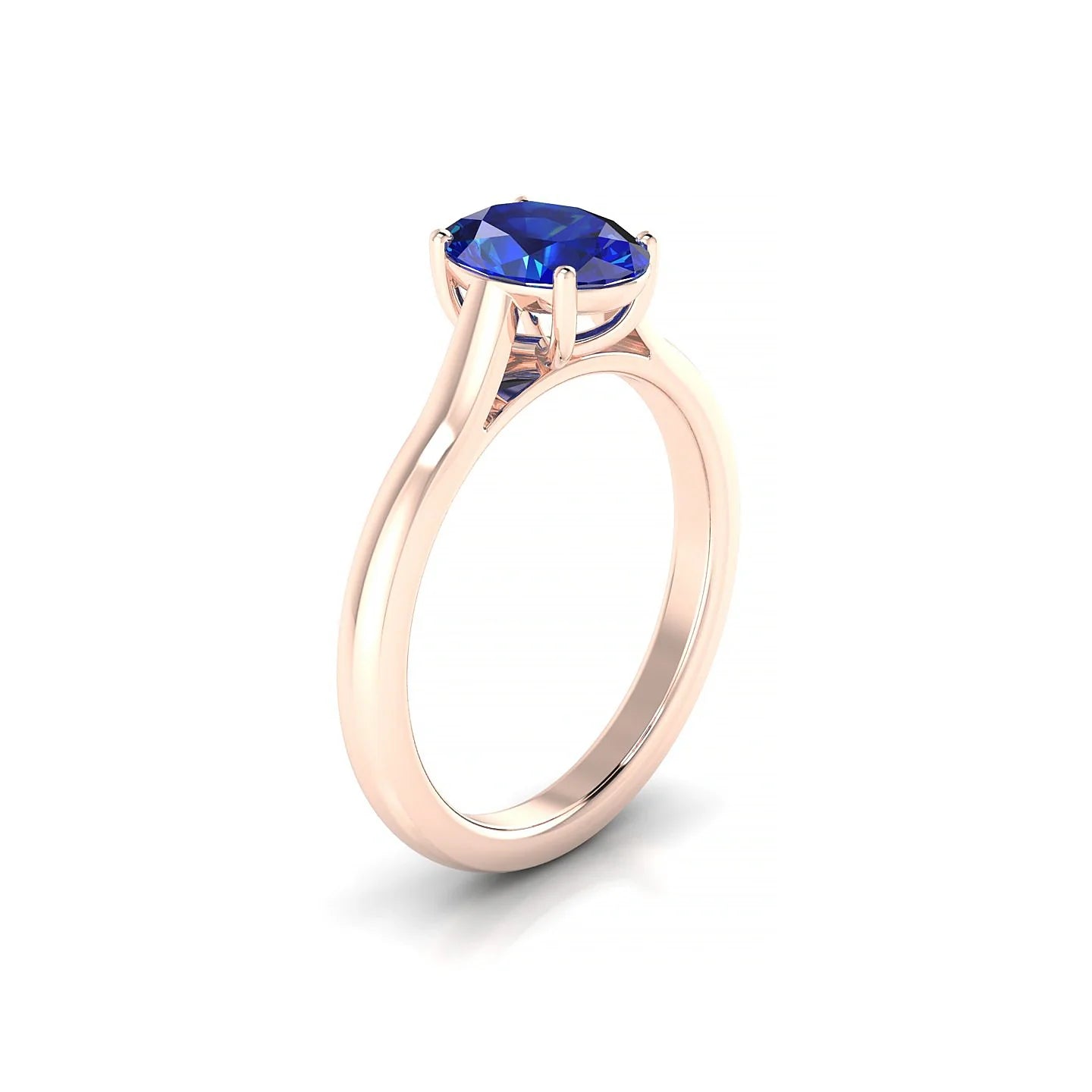 Cathedral | 18k Rose Gold 8 x 6 mm Oval Sapphire Ring