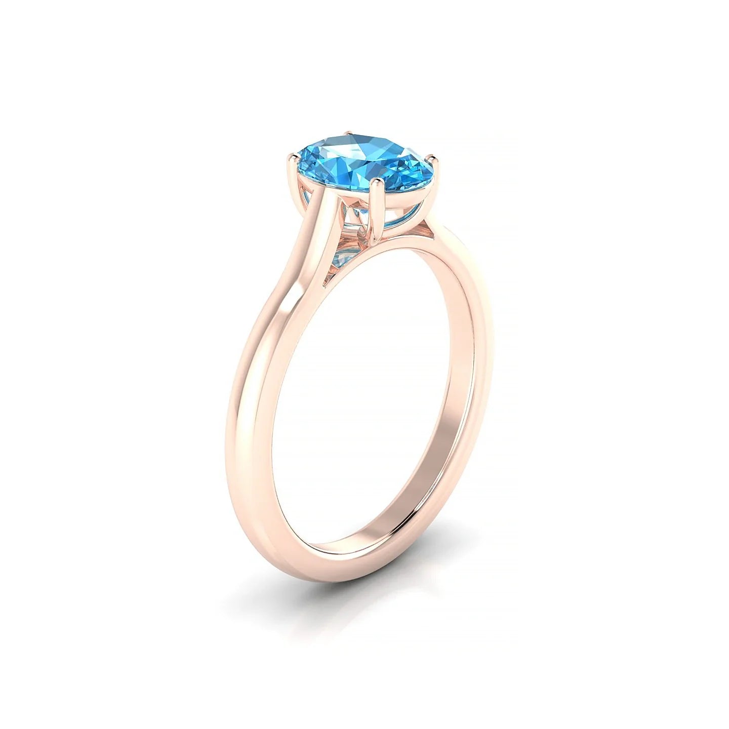 Cathedral | 18k Rose Gold 8 x 6 mm Oval Topaz Ring
