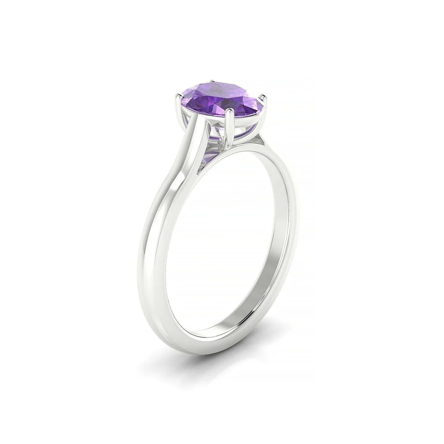 Cathedral | 18k White Gold 8 x 6 mm Oval Amethyst Ring