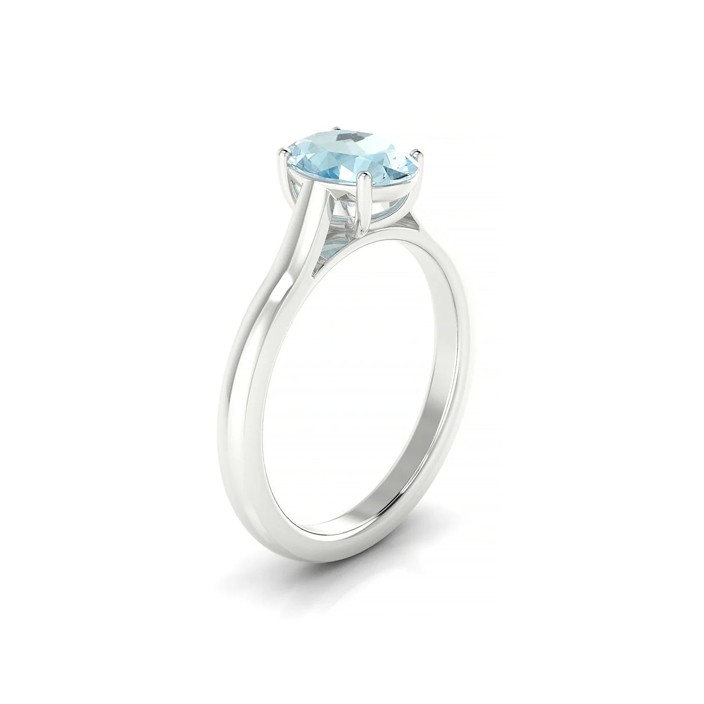 Cathedral | 18k White Gold 8 x 6 mm Oval Aquamarine Ring