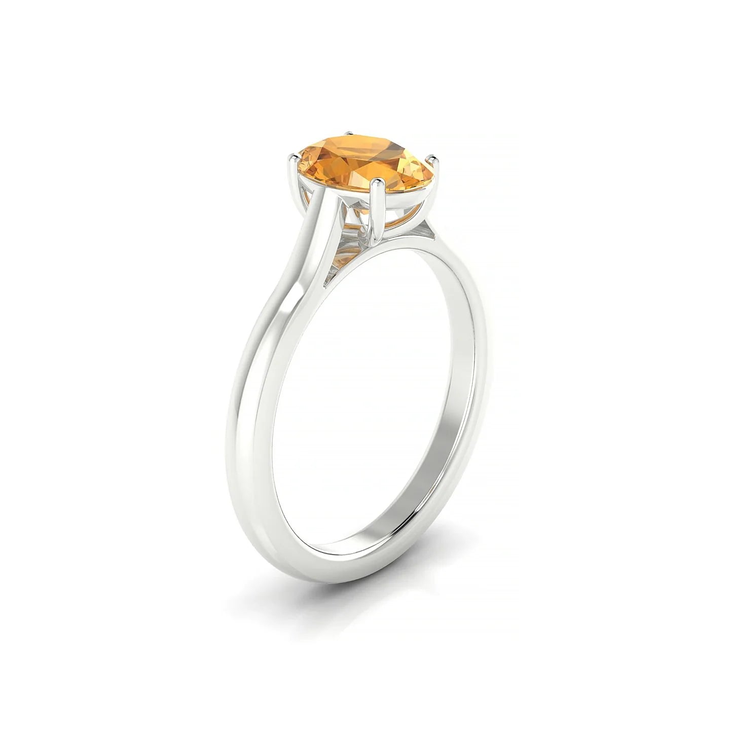 Cathedral | 18k White Gold 8 x 6 mm Oval Citrine Ring