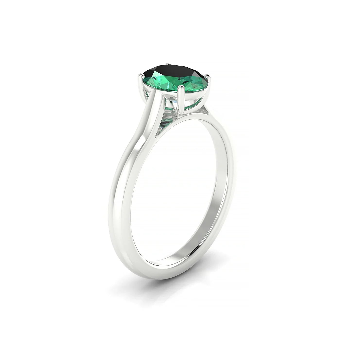 Cathedral | 18k White Gold 8 x 6 mm Oval Emerald Ring