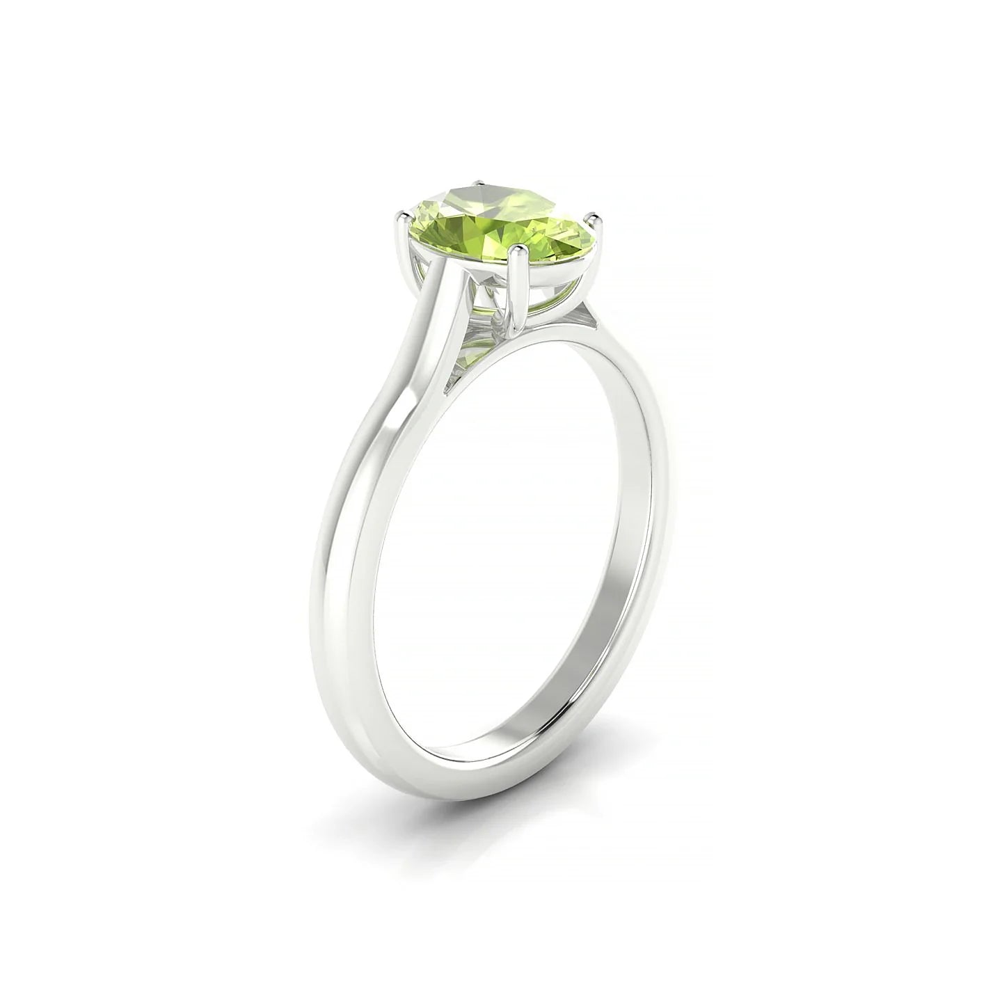Cathedral | 18k White Gold 8 x 6 mm Oval Peridot Ring