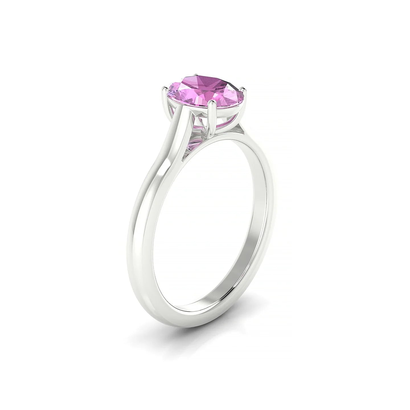 Cathedral | 18k White Gold 8 x 6 mm Oval Pink Sapphire Ring