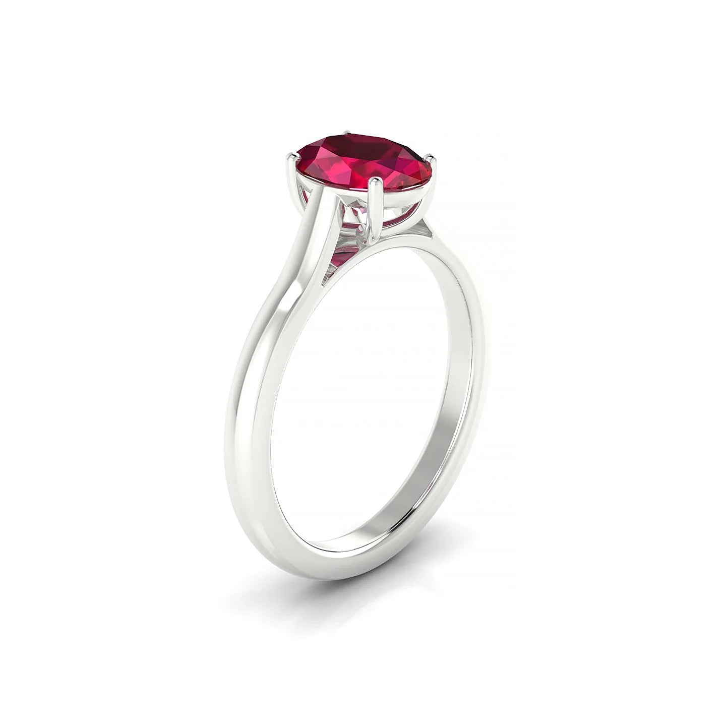 Cathedral | 18k White Gold 8 x 6 mm Oval Ruby Ring