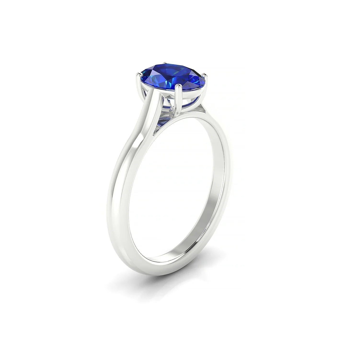 Cathedral | 18k White Gold 8 x 6 mm Oval Sapphire Ring
