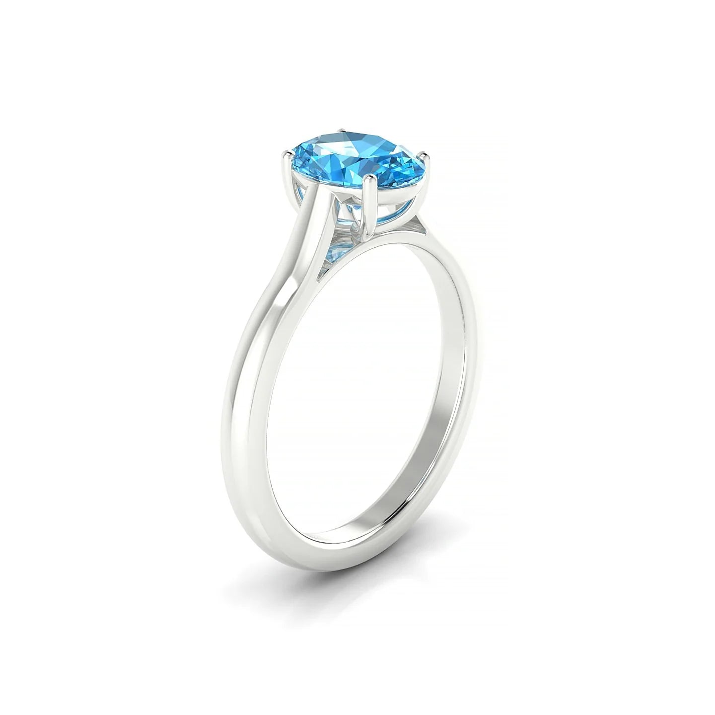 Cathedral | 18k White Gold 8 x 6 mm Oval Topaz Ring