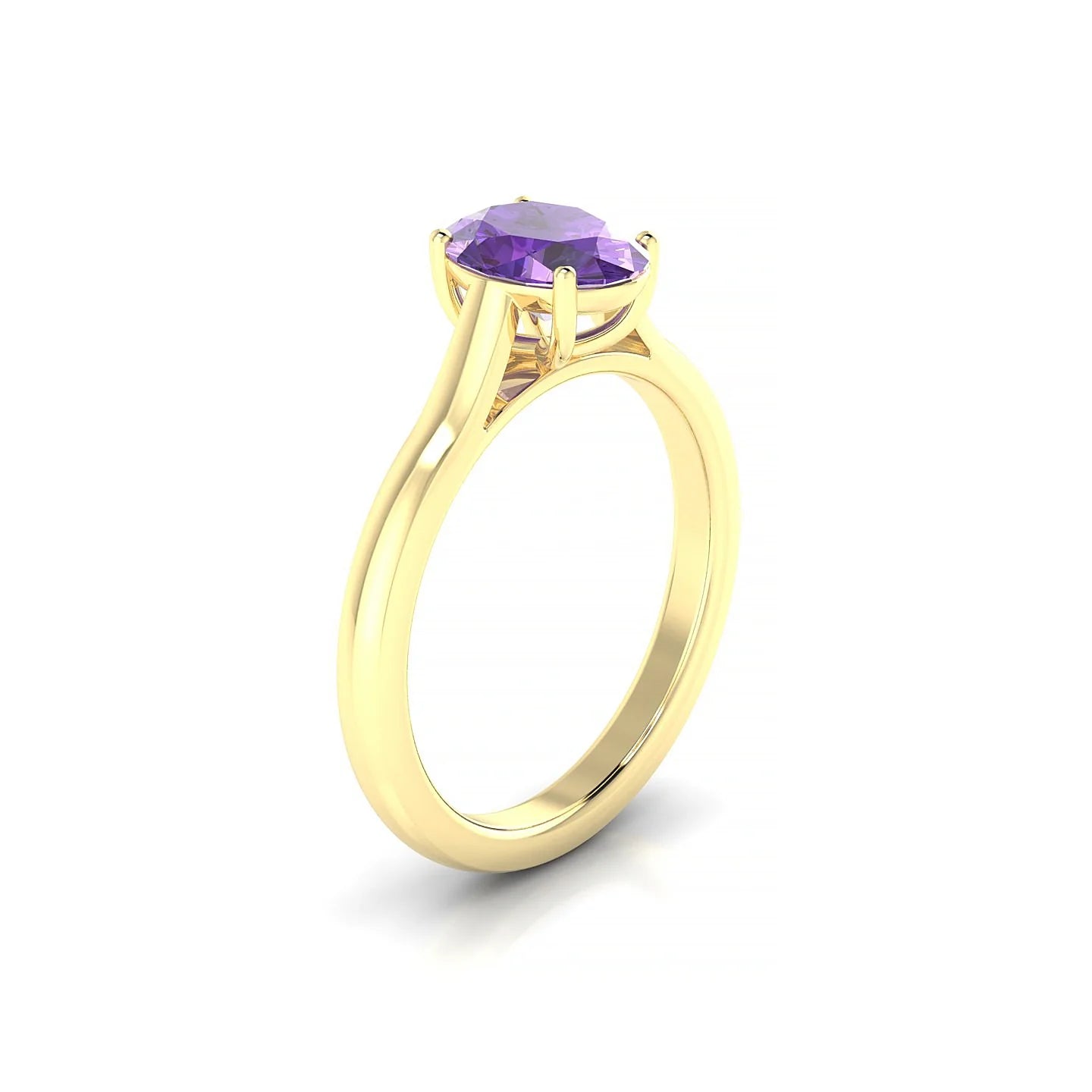 Cathedral | 18k Yellow Gold 8 x 6 mm Oval Amethyst Ring