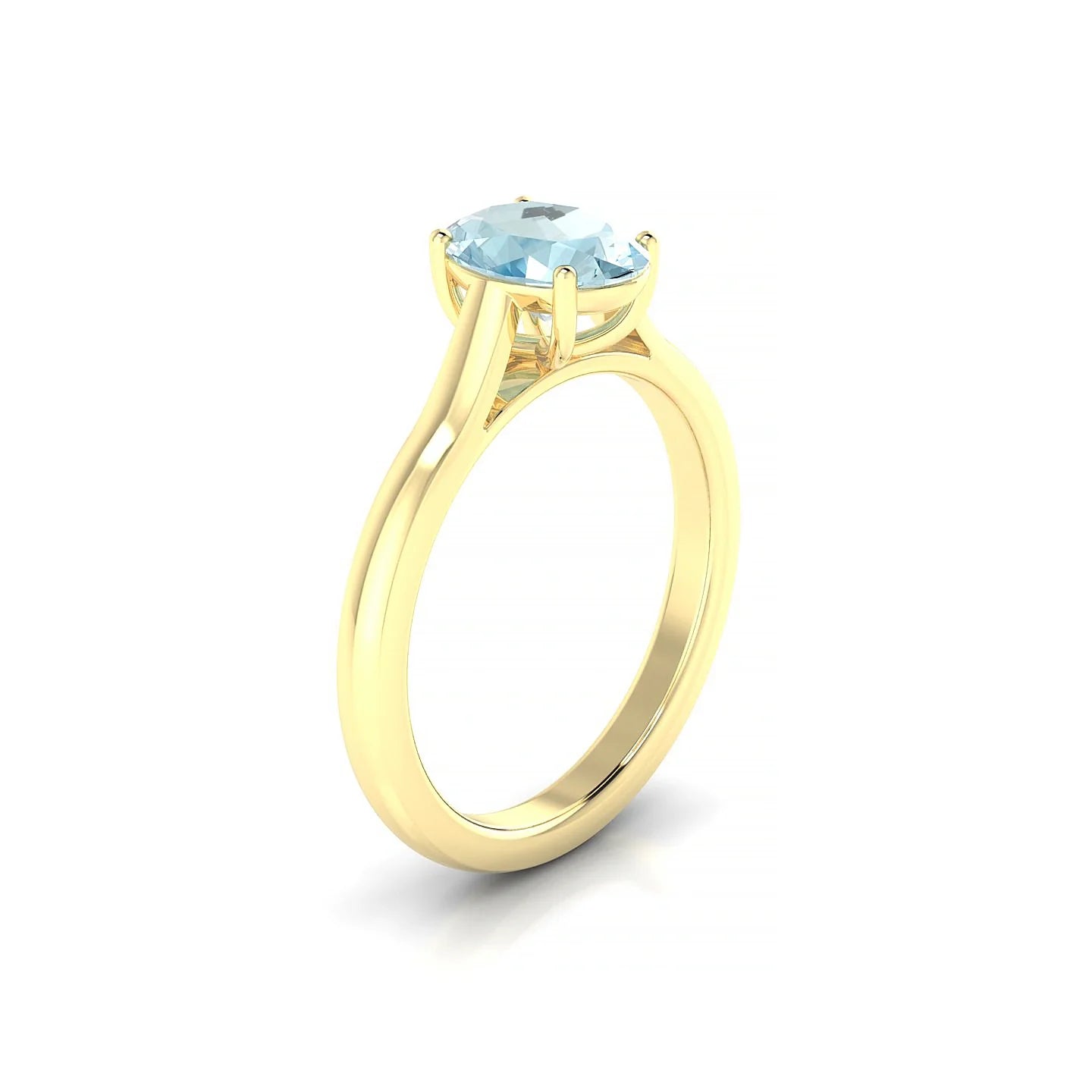 Cathedral | 18k Yellow Gold 8 x 6 mm Oval Aquamarine Ring