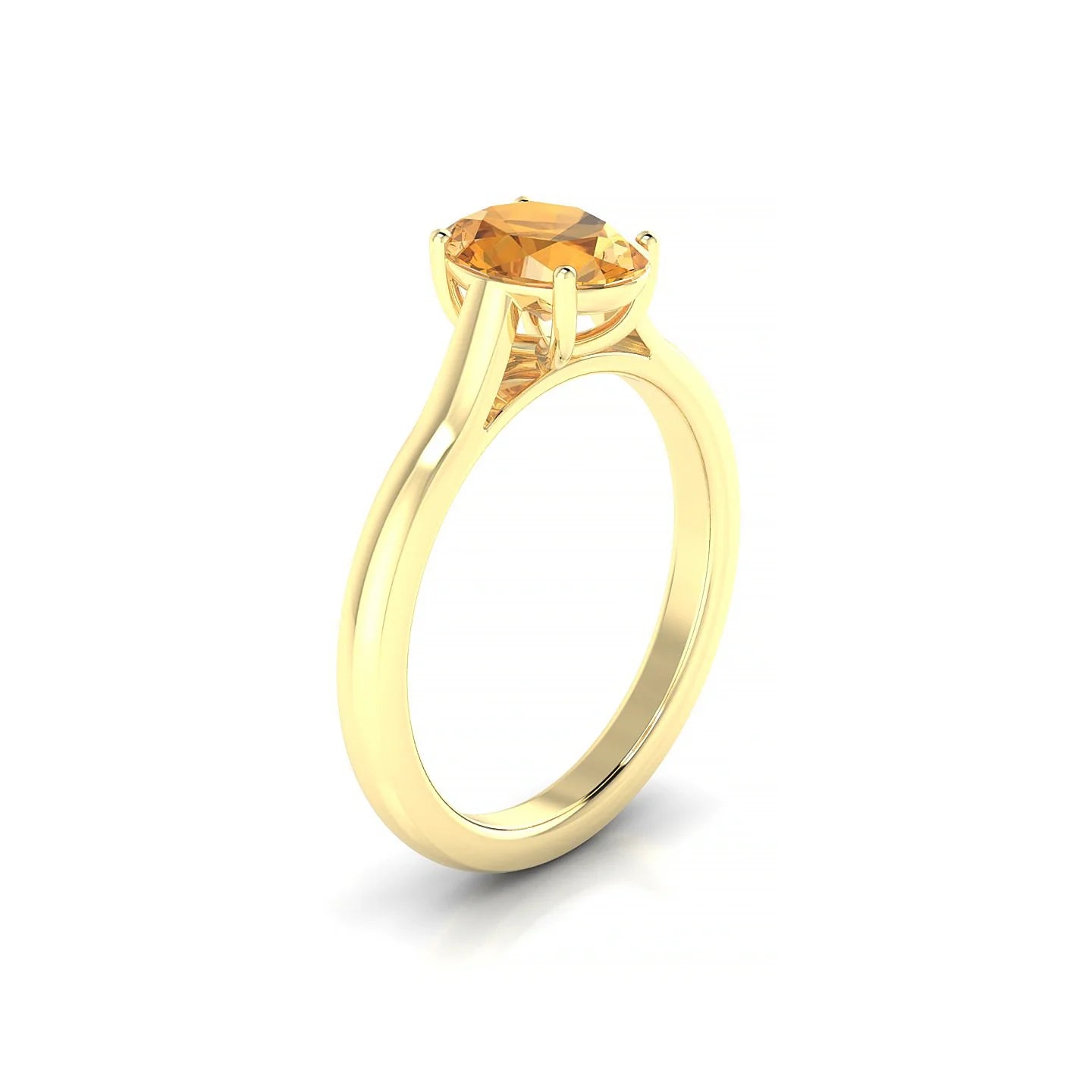 Cathedral | 18k Yellow Gold 8 x 6 mm Oval Citrine Ring