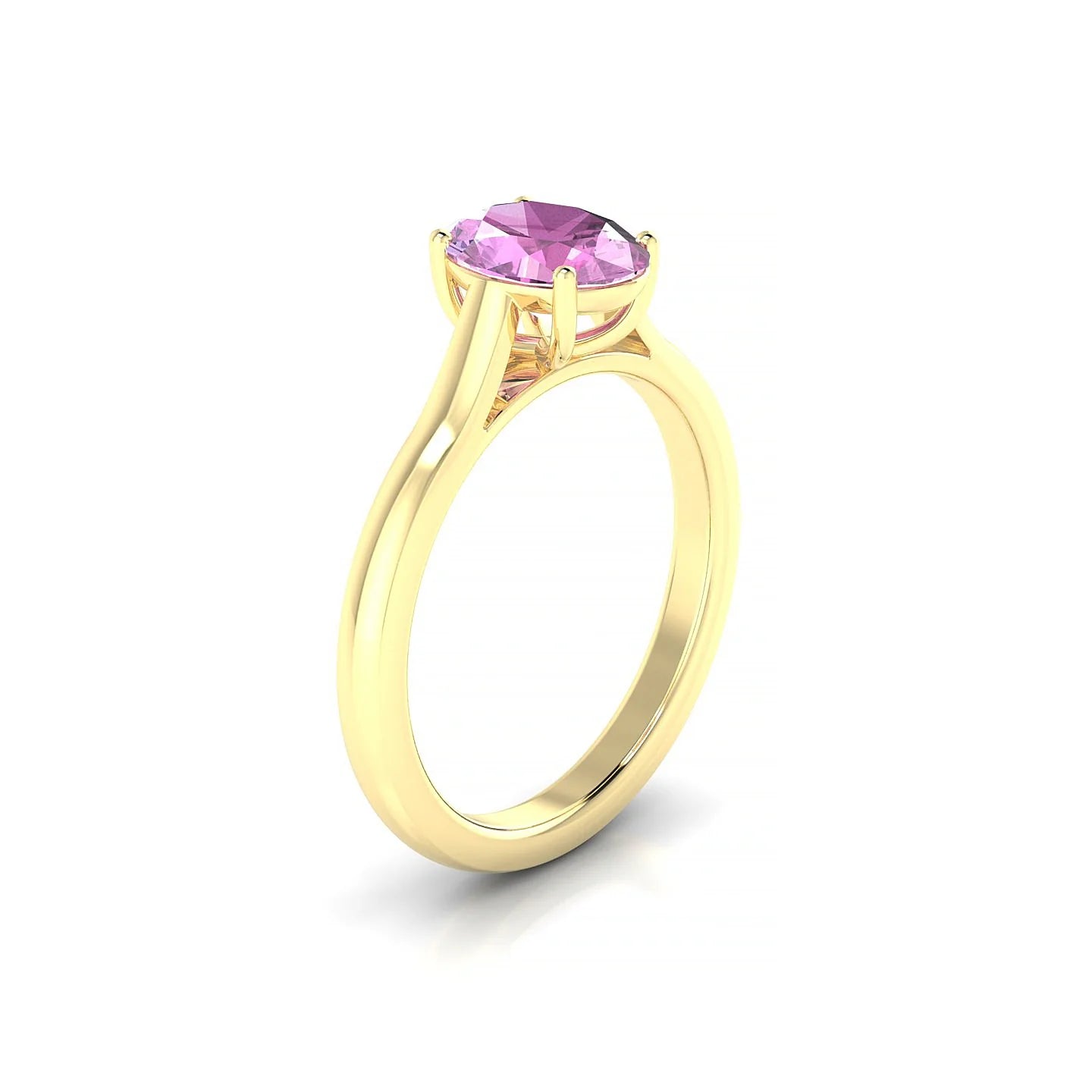 Cathedral | 18k Yellow Gold 8 x 6 mm Oval Pink Sapphire Ring