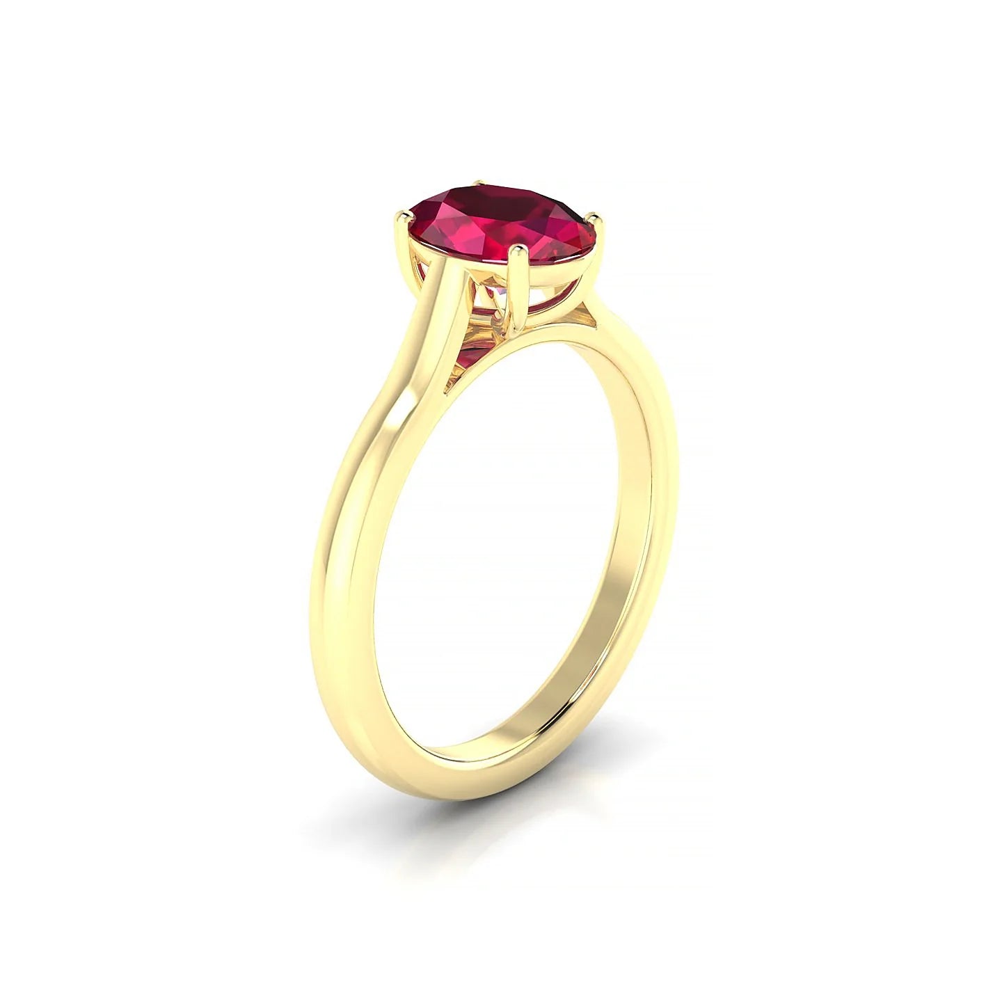 Cathedral | 18k Yellow Gold 8 x 6 mm Oval Ruby Ring