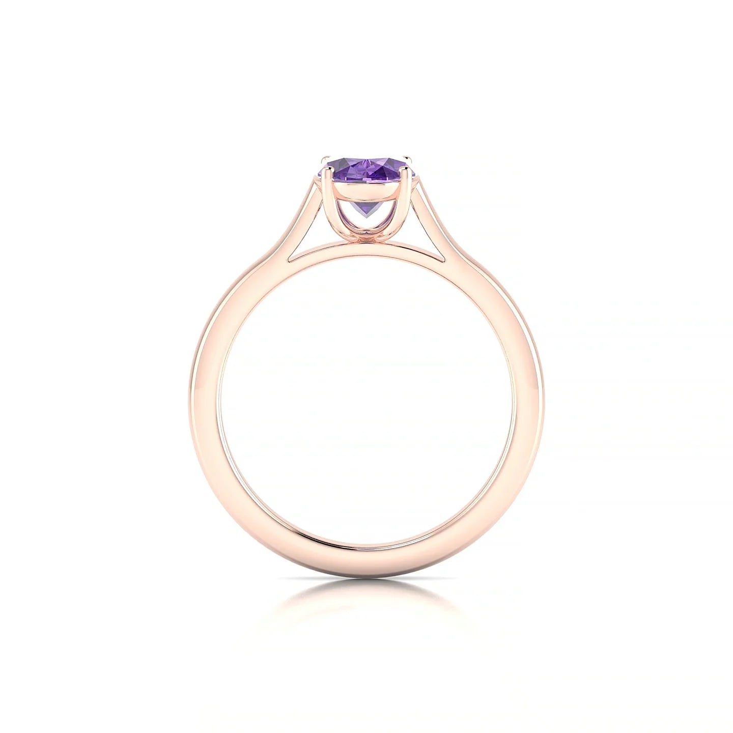 Cathedral | 18k Rose Gold 8 x 6 mm Oval Amethyst Ring