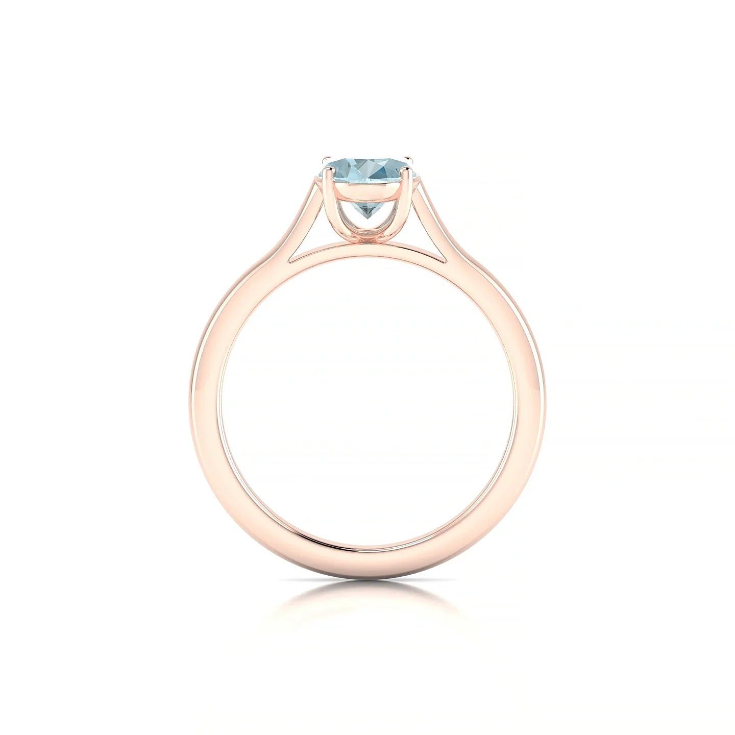 Cathedral | 18k Rose Gold 8 x 6 mm Oval Aquamarine Ring