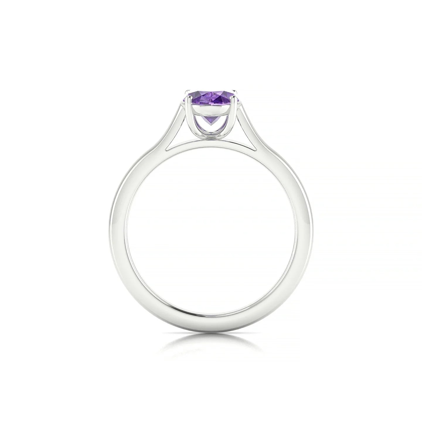 Cathedral | 18k White Gold 8 x 6 mm Oval Amethyst Ring