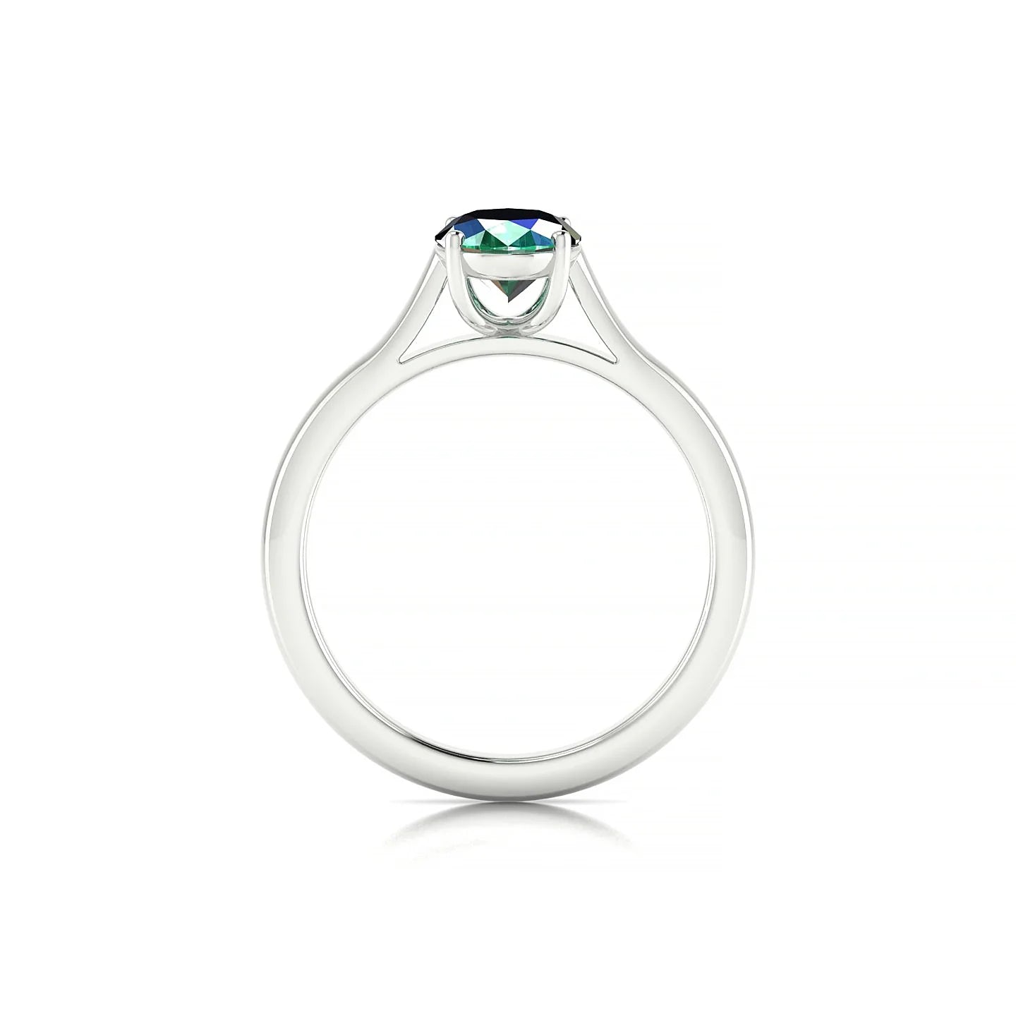 Cathedral | 18k White Gold 8 x 6 mm Oval Emerald Ring