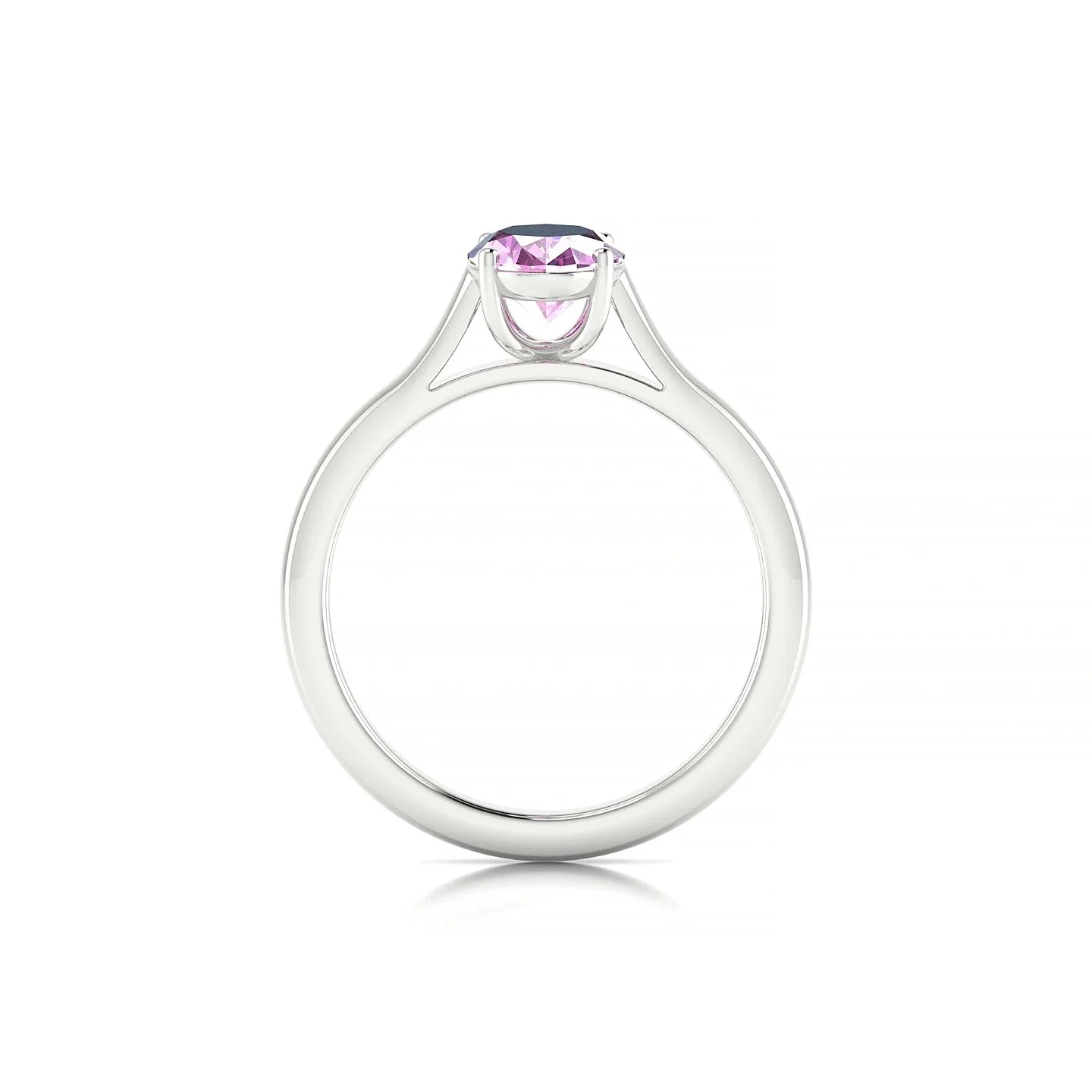 Cathedral | 18k White Gold 8 x 6 mm Oval Pink Sapphire Ring