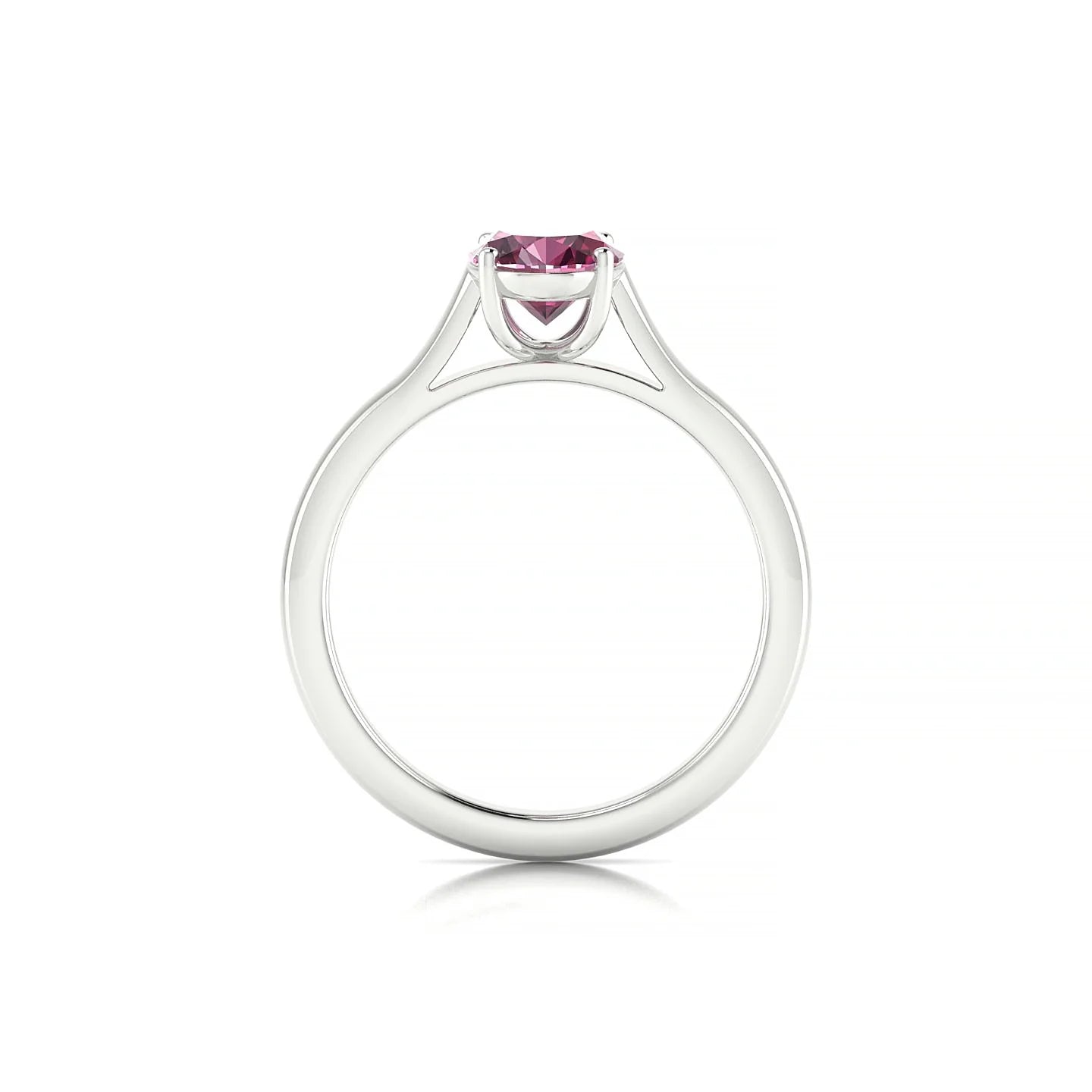 Cathedral | 18k White Gold 8 x 6 mm Oval Rhodolite Ring