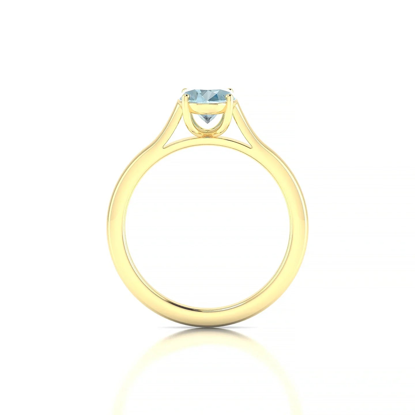 Cathedral | 18k Yellow Gold 8 x 6 mm Oval Aquamarine Ring