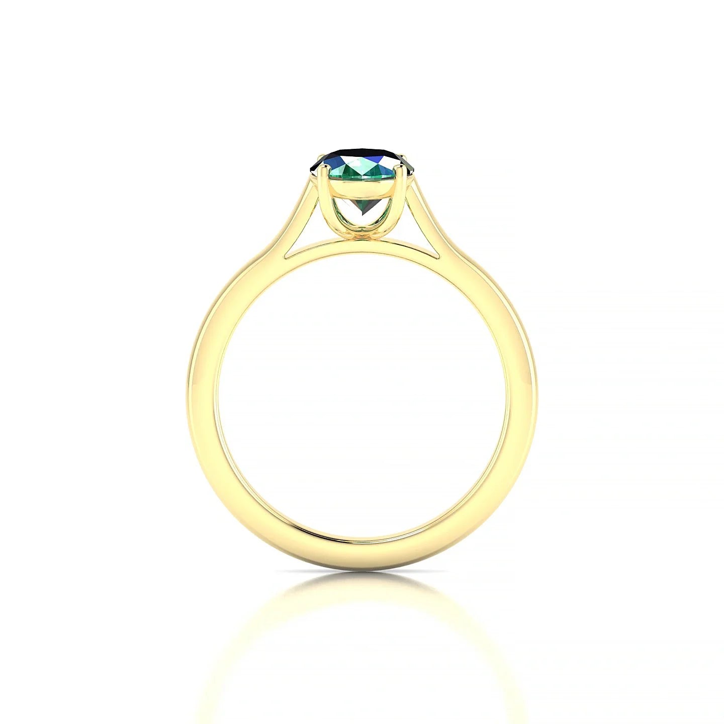 Cathedral | 18k Yellow Gold 8 x 6 mm Oval Emerald Ring