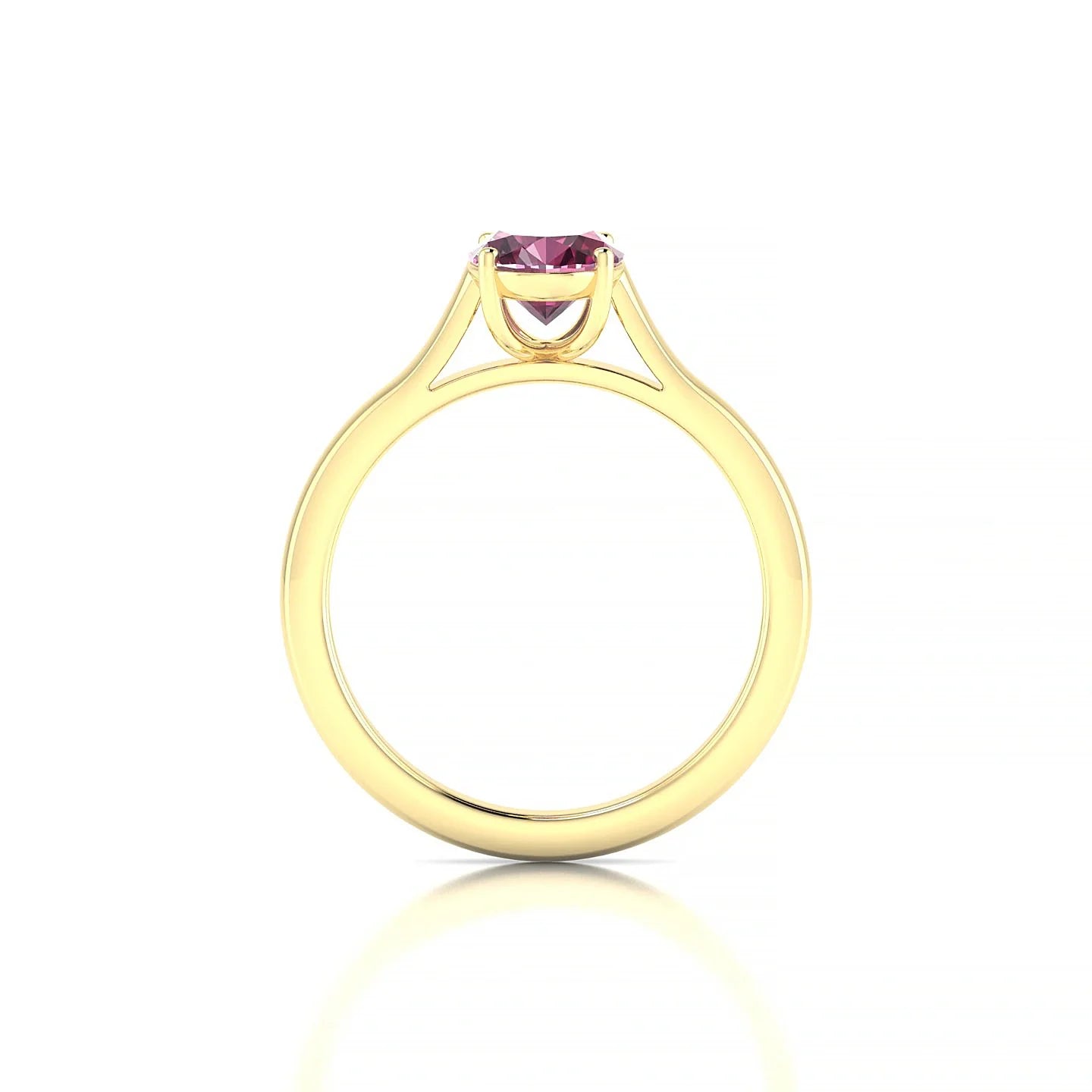 Cathedral | 18k Yellow Gold 8 x 6 mm Oval Rhodolite Ring