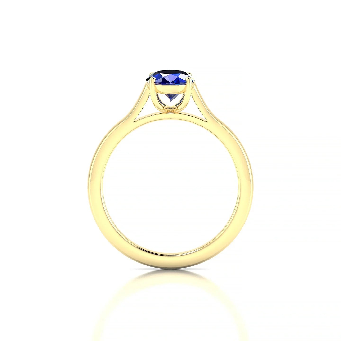 Cathedral | 18k Yellow Gold 8 x 6 mm Oval Sapphire Ring