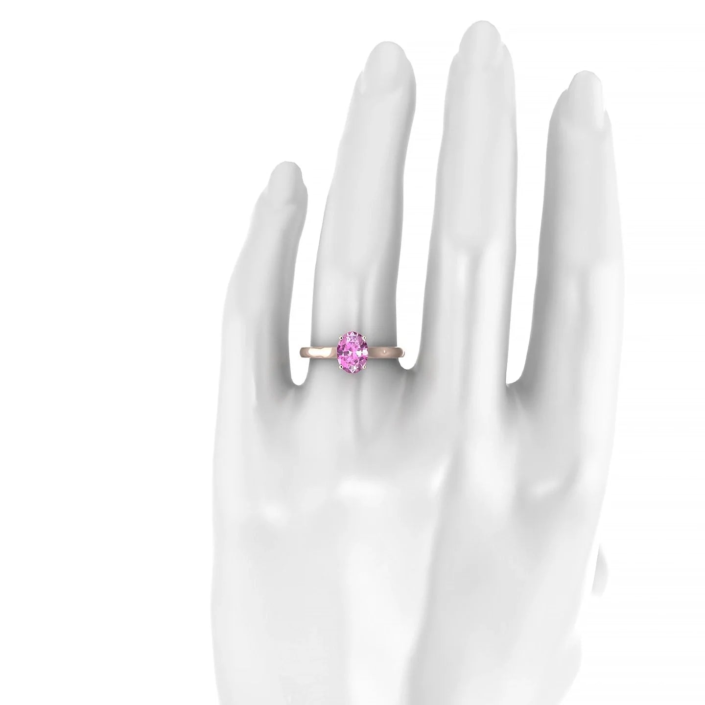 Cathedral | 18k Rose Gold 8 x 6 mm Oval Pink Sapphire Ring