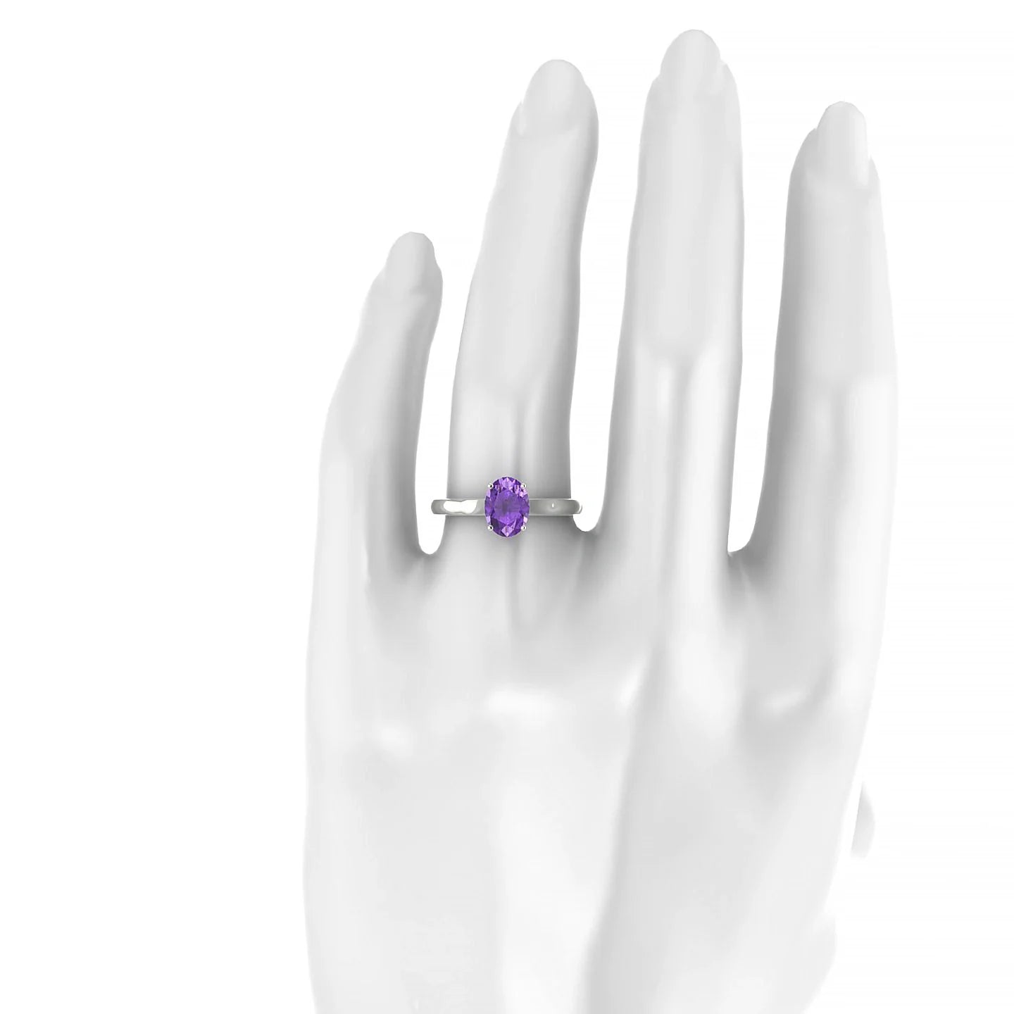 Cathedral | 18k White Gold 8 x 6 mm Oval Amethyst Ring
