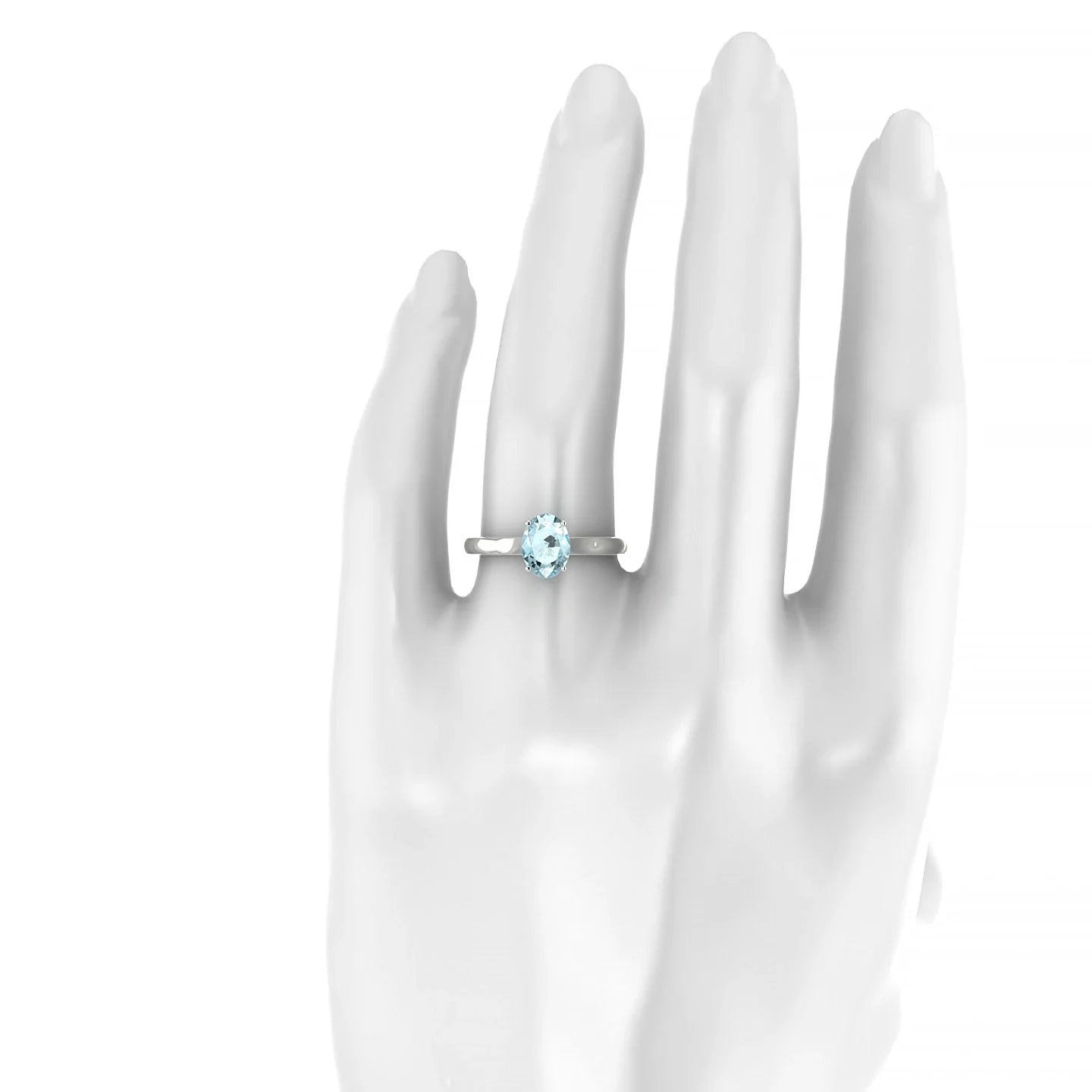 Cathedral | 18k White Gold 8 x 6 mm Oval Aquamarine Ring