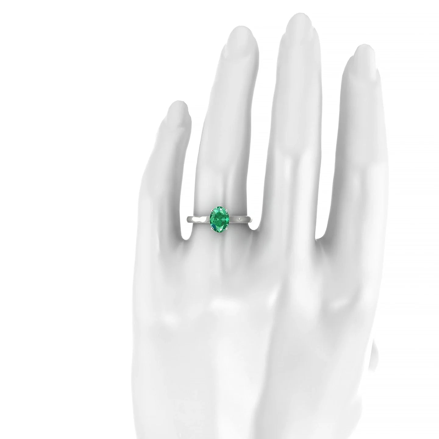 Cathedral | 18k White Gold 8 x 6 mm Oval Emerald Ring