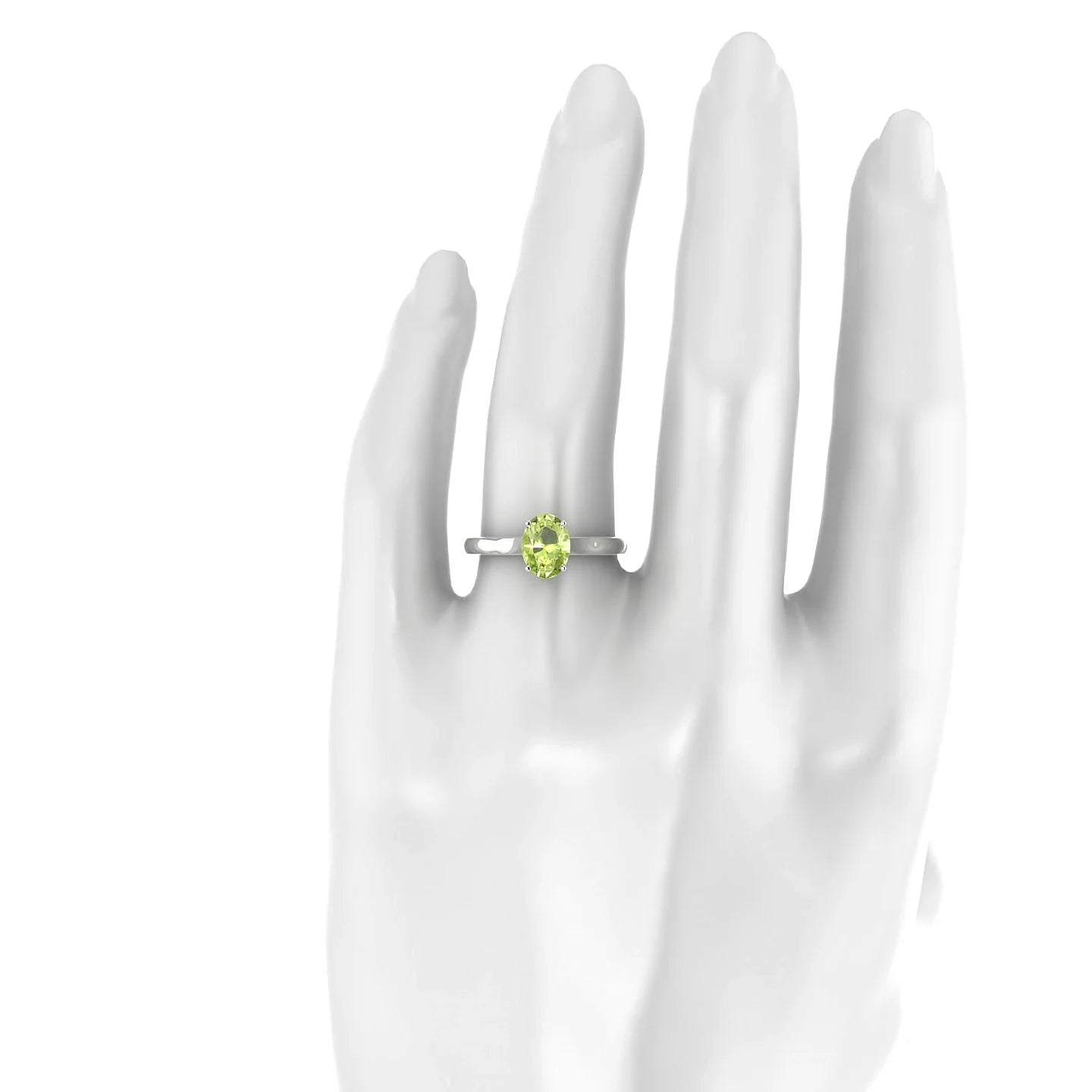 Cathedral | 18k White Gold 8 x 6 mm Oval Peridot Ring