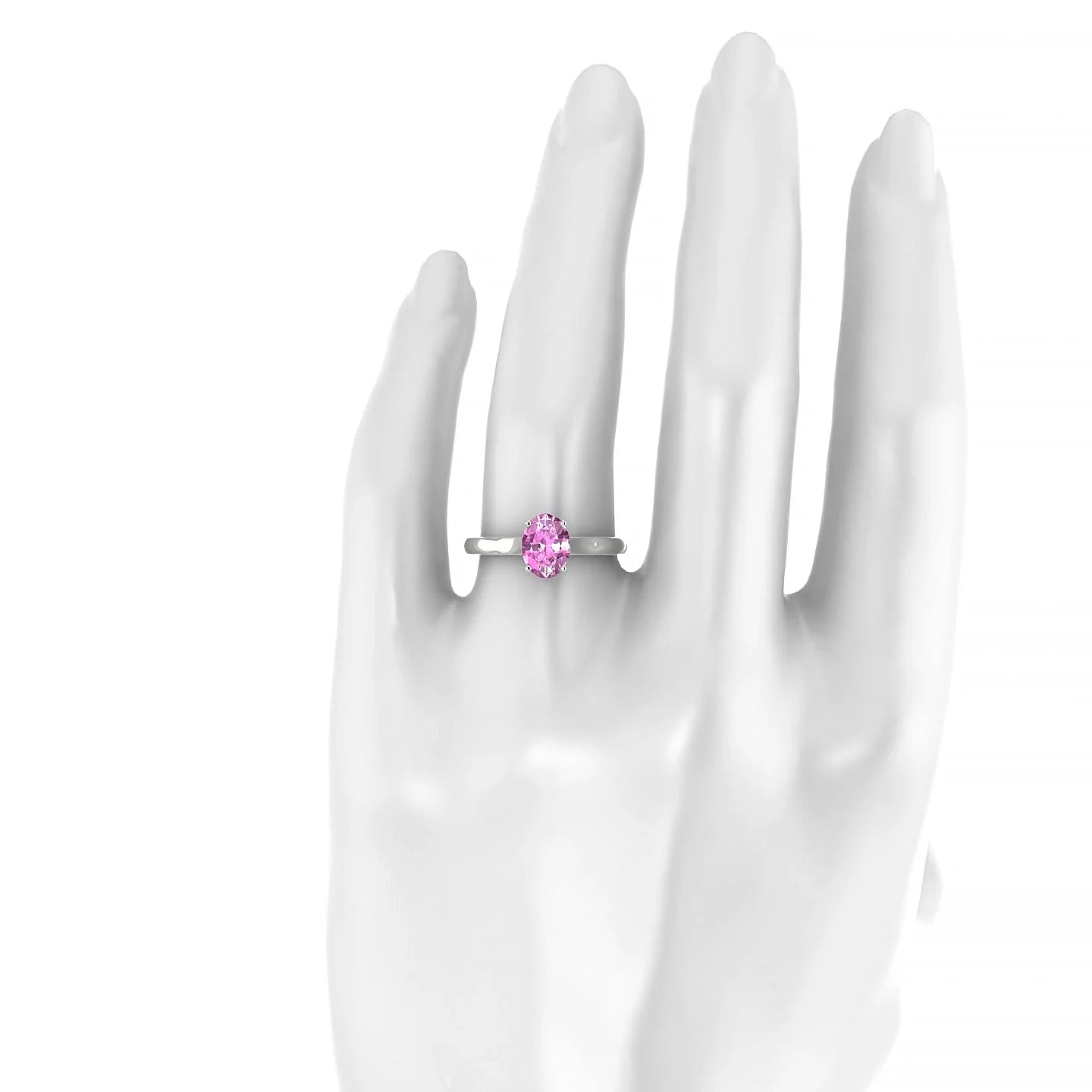 Cathedral | 18k White Gold 8 x 6 mm Oval Pink Sapphire Ring