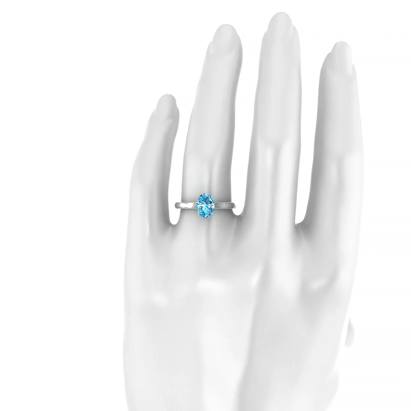 Cathedral | 18k White Gold 8 x 6 mm Oval Topaz Ring