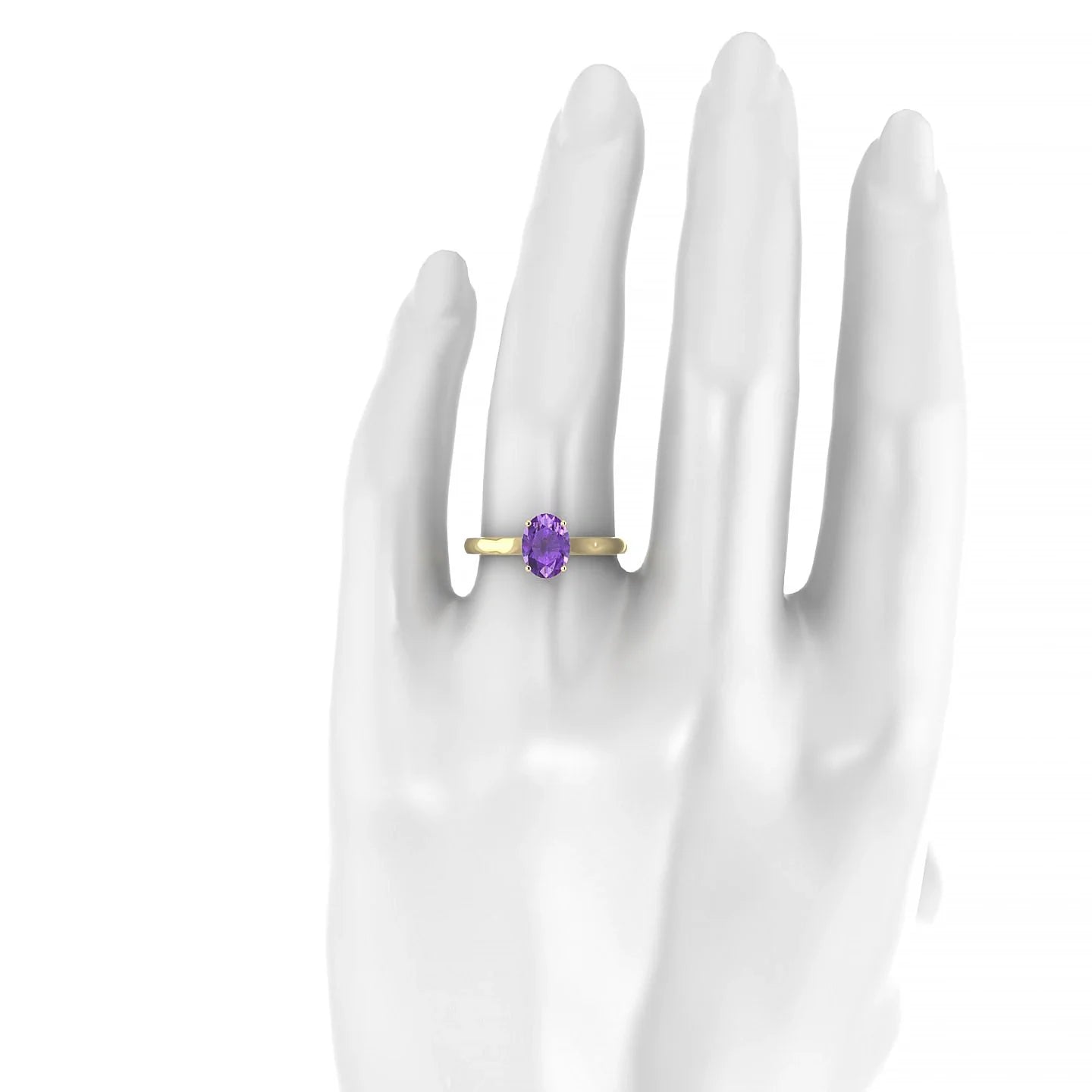 Cathedral | 18k Yellow Gold 8 x 6 mm Oval Amethyst Ring