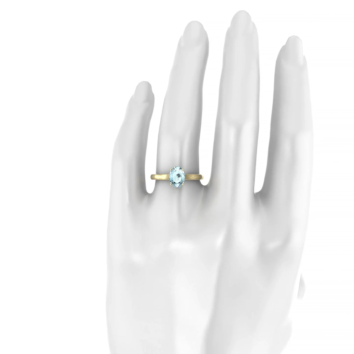 Cathedral | 18k Yellow Gold 8 x 6 mm Oval Aquamarine Ring