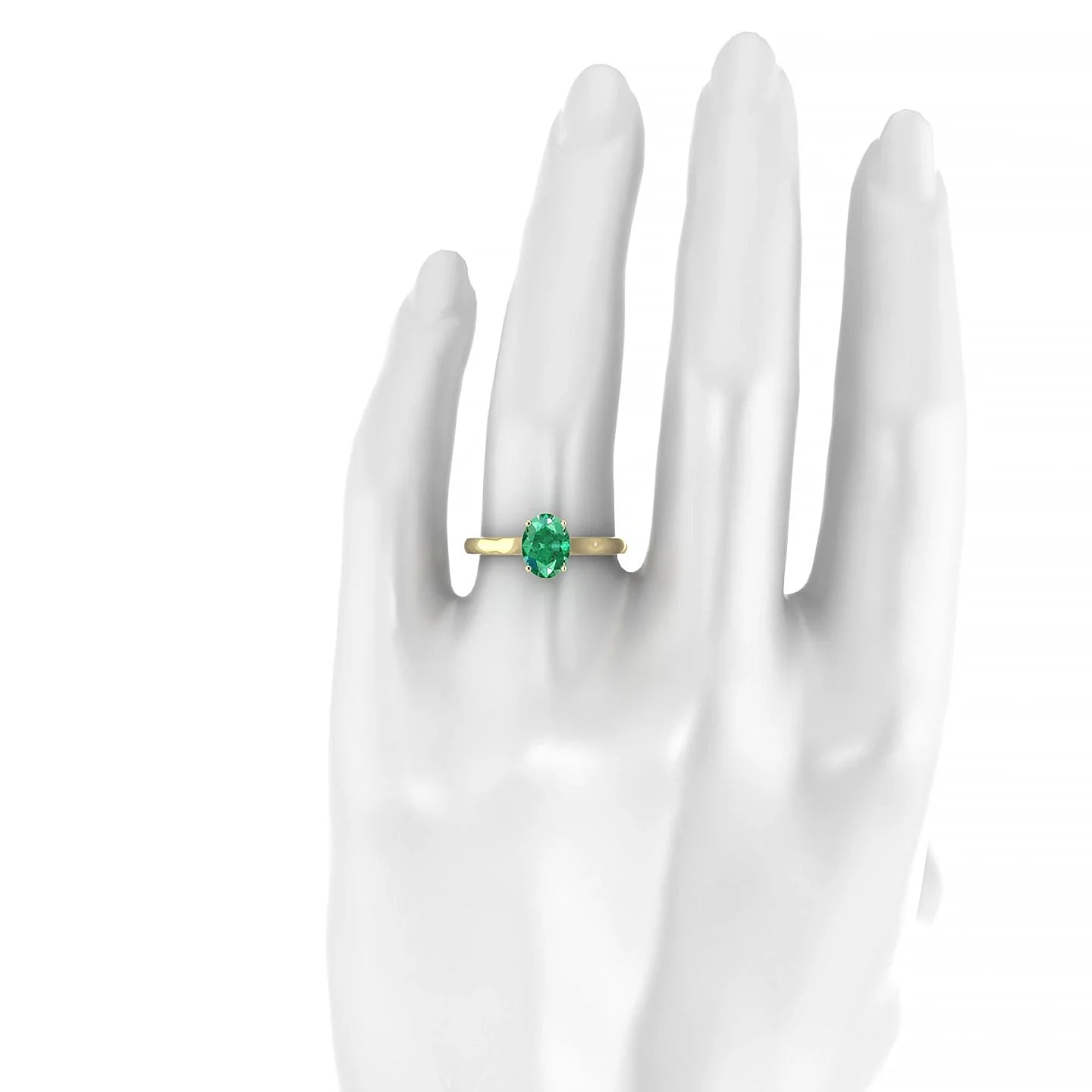 Cathedral | 18k Yellow Gold 8 x 6 mm Oval Emerald Ring