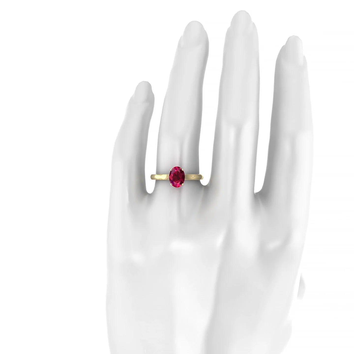 Cathedral | 18k Yellow Gold 8 x 6 mm Oval Ruby Ring